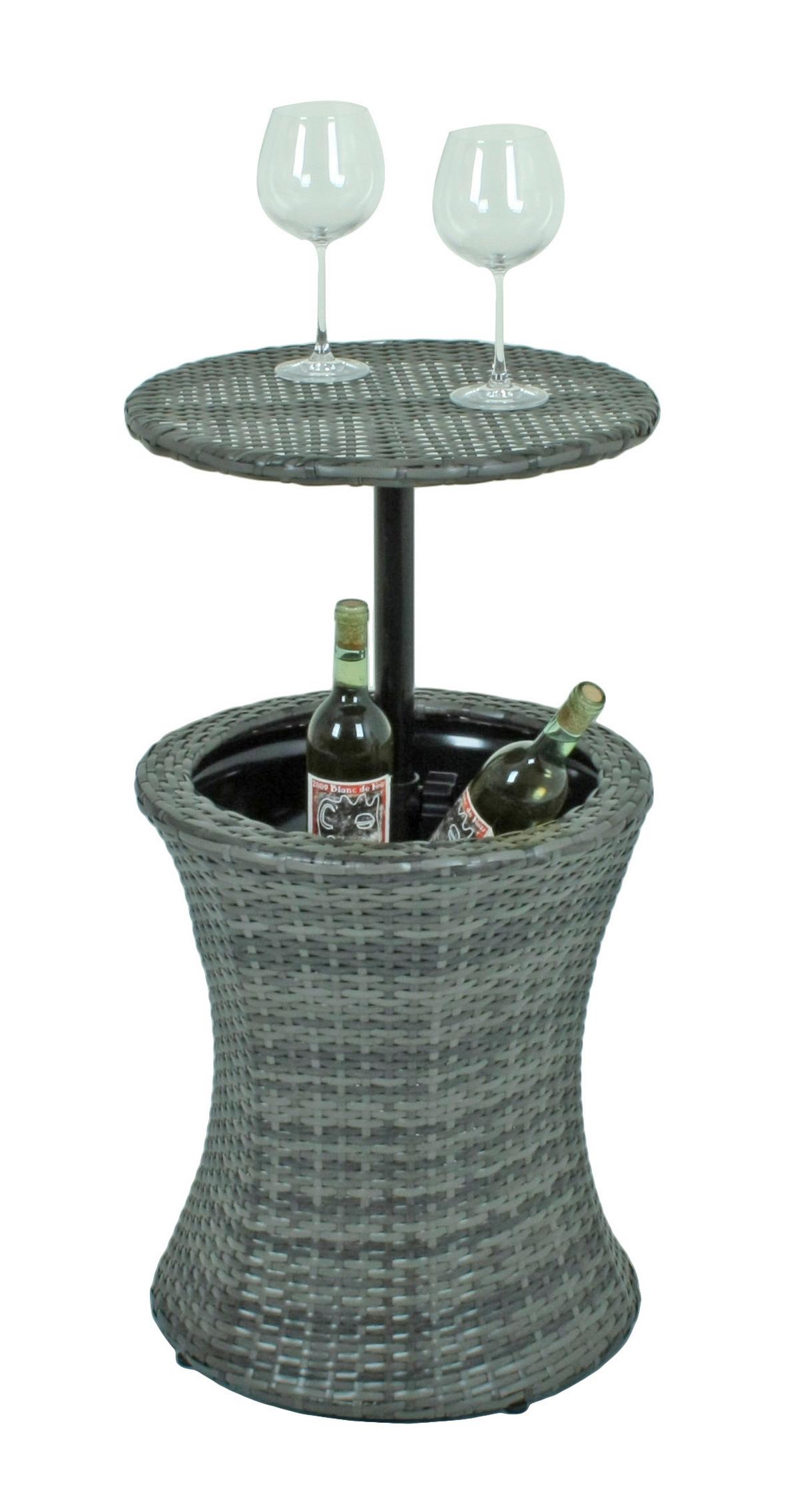 Gartentisch mit Getränkekühler Mumbai Kunststoff/Metall ⌀45cm - Dunkelgrau/Schwarz, Basics, Kunststoff/Metall (45/55/45cm) - Gardenson