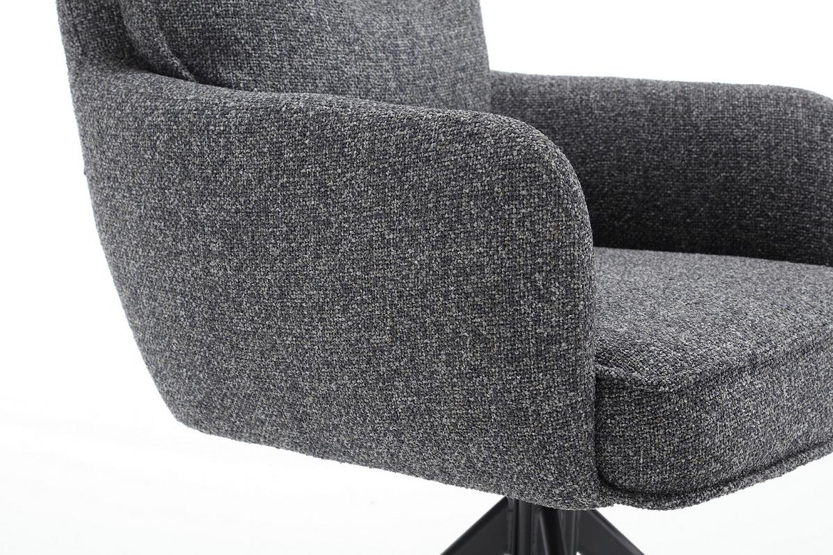 Armlehnstuhl Anthrazit B: 60cm - Anthrazit/Schwarz, MODERN, Textil/Metall (60/93/67cm) - Livetastic