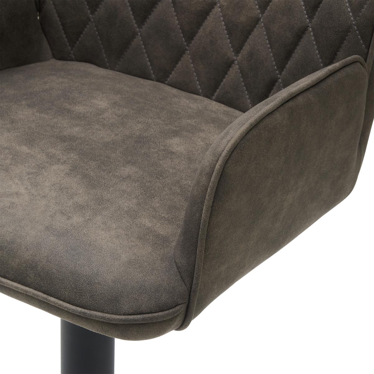 Barhocker Höhenverstellbar Mit Lehne Wanda Webstoff Grau - Schwarz/Grau, KONVENTIONELL, Textil/Metall (51/90-111/52cm) - MID.YOU
