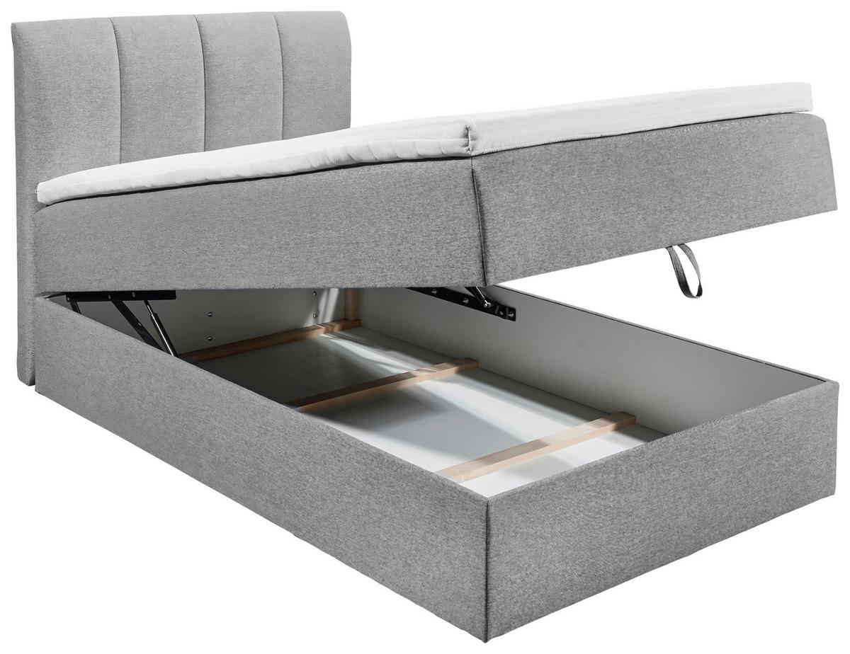Boxspring postel  GRANADA šedá 120x200 cm - šedá/černá, Basics, textil/plast (120/200cm) - MID.YOU