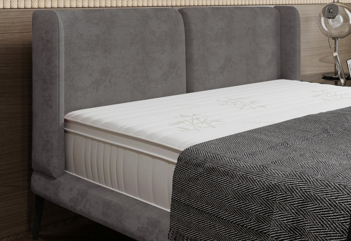 Polsterbett +matratze 180x200 Tessina Sorisso Dunkelgrau - Dunkelgrau/Schwarz, MODERN, Textil (180/200cm) - Livetastic