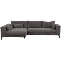 Ecksofa Berlin Cord Grau 172x313 cm - Schwarz/Grau, Design, Textil (172/313cm) - Livetastic