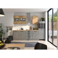 Küchenblock Capri D. Grau/Eiche Dekor B: 280 cm - Dunkelgrau/Eiche Artisan, Basics, Glas/Holzwerkstoff (280cm) - MID.YOU