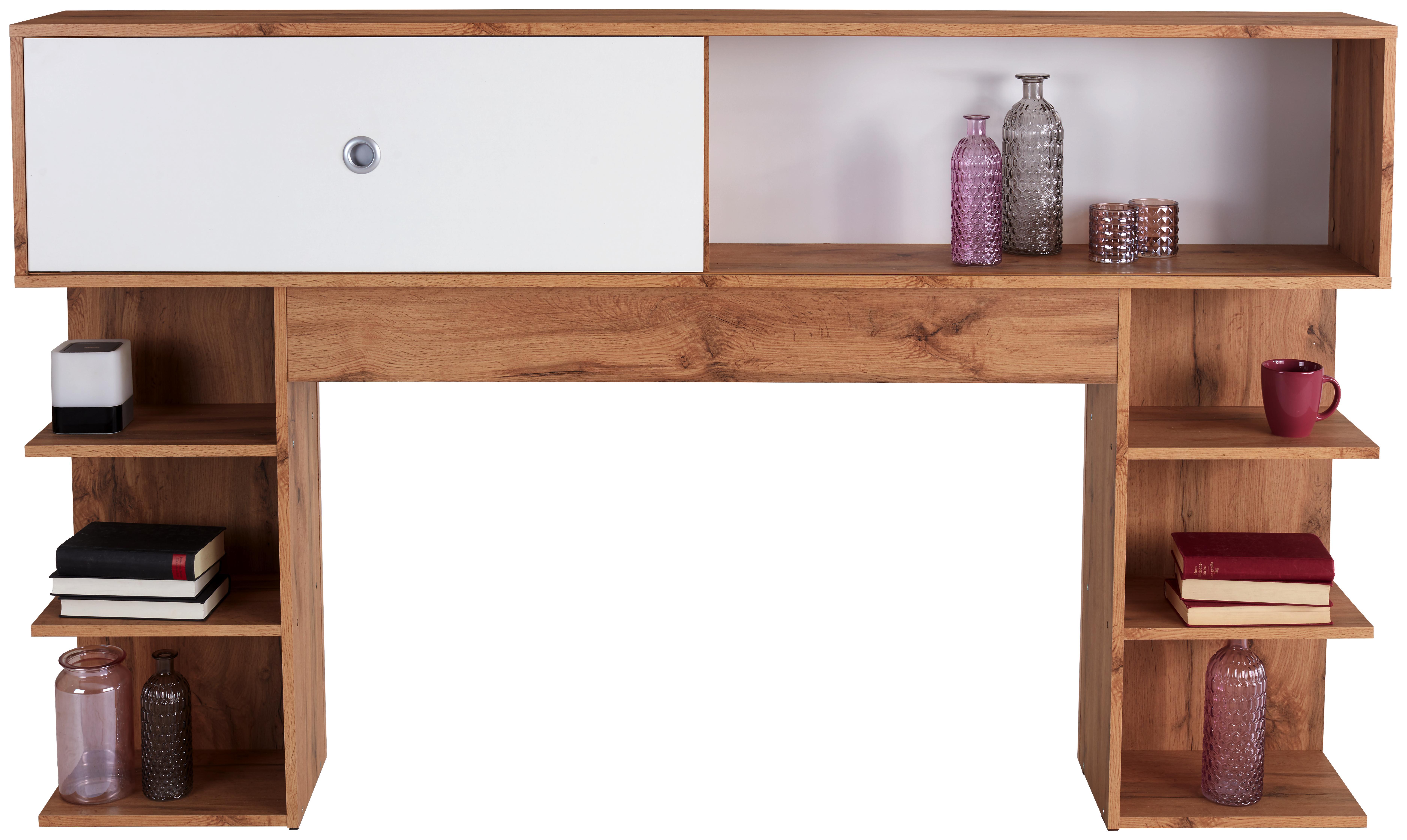 Bettüberbau Azurro 180 - Eichefarben/Hellgrau, KONVENTIONELL, Holzwerkstoff (185/111/27cm)