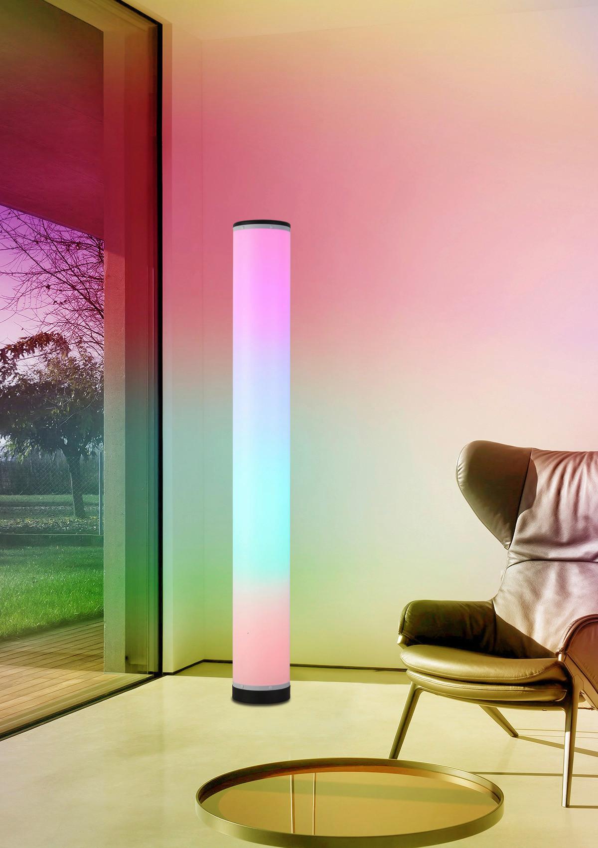 Led-stehlampe Demi Dimmbar, Schwarz/weiß Mit Farbwechsler - Transparent/Schwarz, MODERN, Kunststoff (13/104cm) - Luca Bessoni