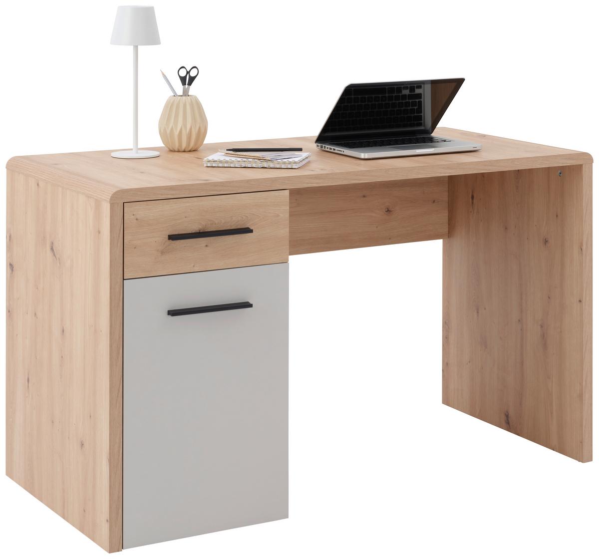 Schreibtisch Mit Stauraum B 120cm H 75,5cm Fontana Plus - Kaschmir/Eichefarben, MODERN, Holzwerkstoff (120/75,5/60cm)