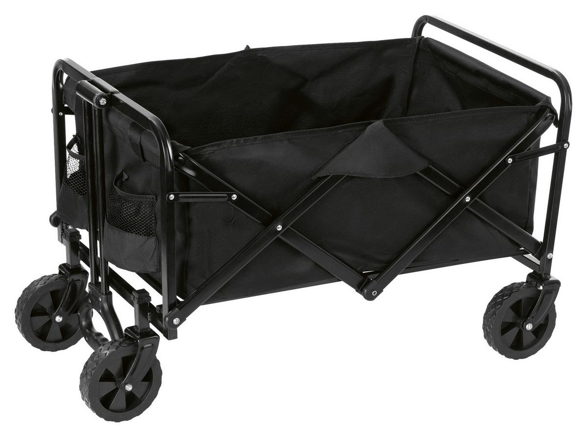 Bollerwagen Praktik Schwarz Max. 80 Kg mit Staufächern - Schwarz, MODERN, Kunststoff/Metall (67/16,5/50,5cm) - TV - Unser Original