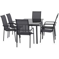 Kerti Bútorszett Torino 7 Részes - szürke, Modern, Üveg/textil (150/74/90cm) - Beldano