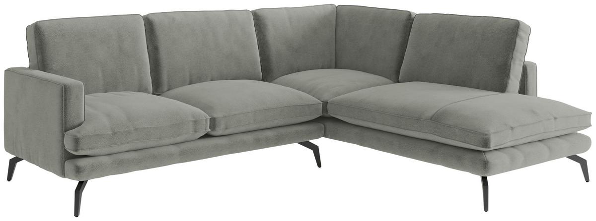 Ecksofa Bali - Champagner/Schwarz, Design, Textil (250/202cm) - Livetastic