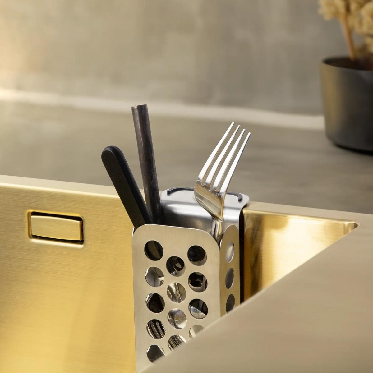KÜCHENUTENSILIENHALTER EB-HS-062 - Edelstahlfarben, Basics, Metall (7/12/7cm) - HAPPY SINKS
