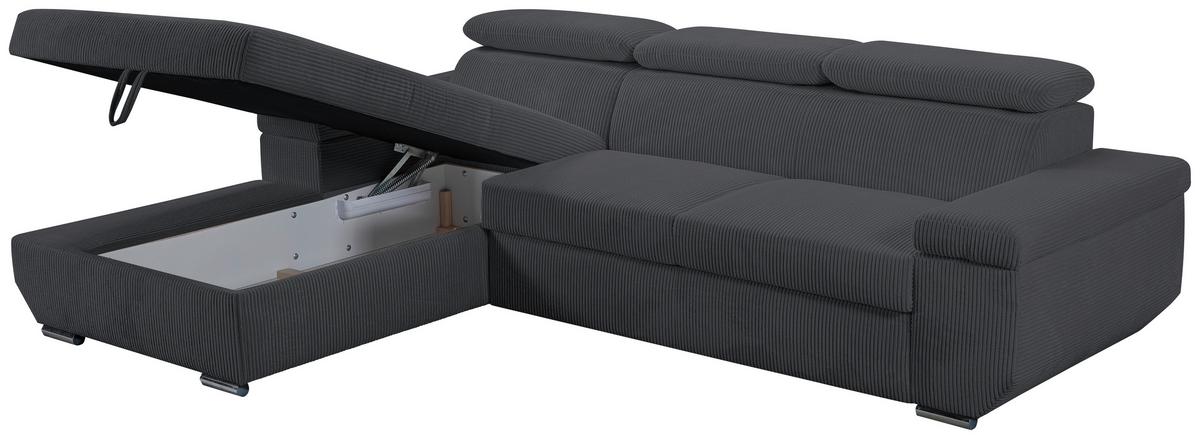 Sofa Lars Dunkelgrau, Lf: 146x240 cm - Chromfarben/Anthrazit, Design, Textil (189/268cm) - Livetastic