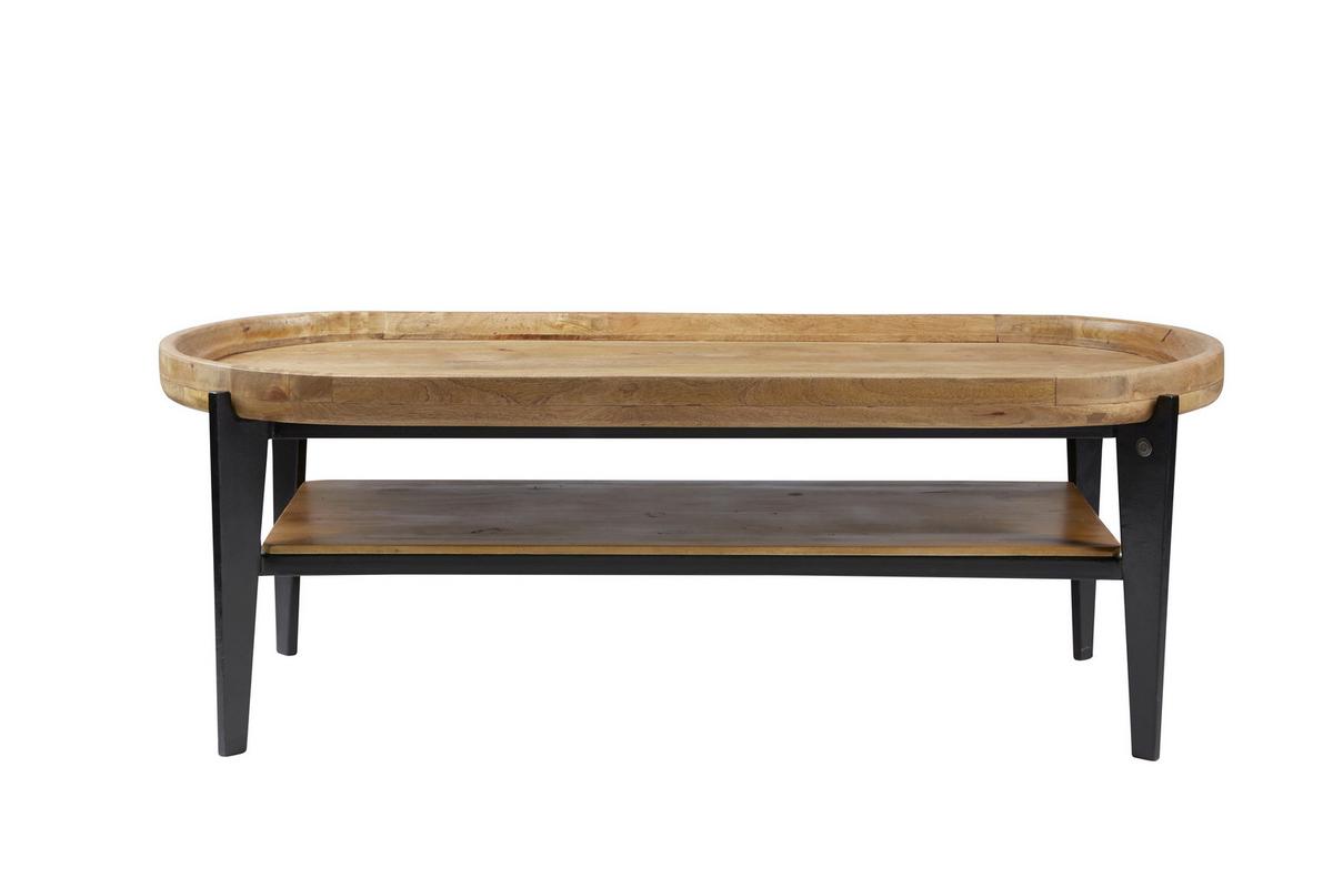 COUCHTISCH Mangoholz B: 120cm - Schwarz/Naturfarben, Design, Holz/Metall (120/50/40cm) - MID.YOU