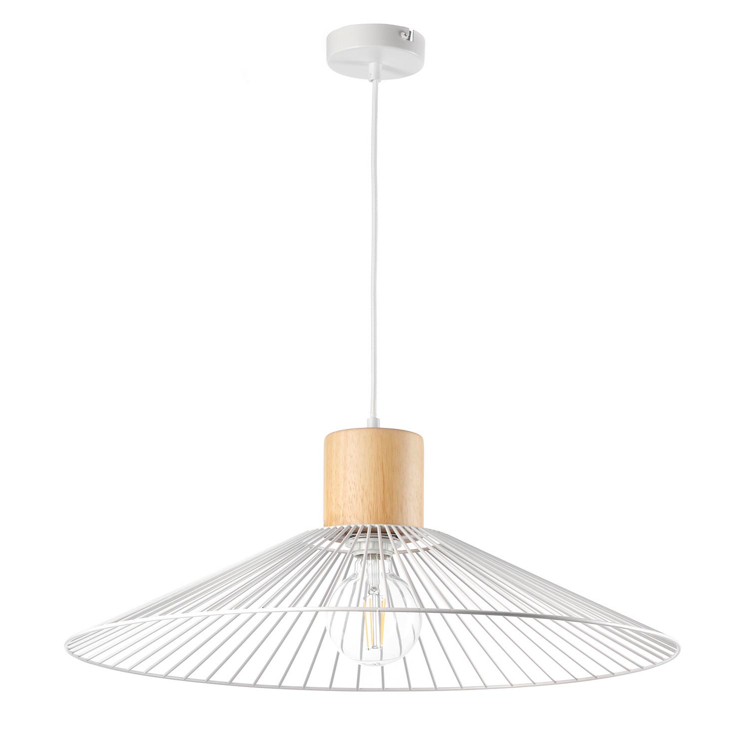 Pendelleuchte Hellbraun Weiß Hg L: 60 cm - Hellbraun/Weiß Hochglanz, Basics, Holz/Metall (60/60/160cm)