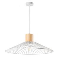 Pendelleuchte Hellbraun Weiß Hg L: 60 cm - Hellbraun/Weiß Hochglanz, Basics, Holz/Metall (60/60/160cm)