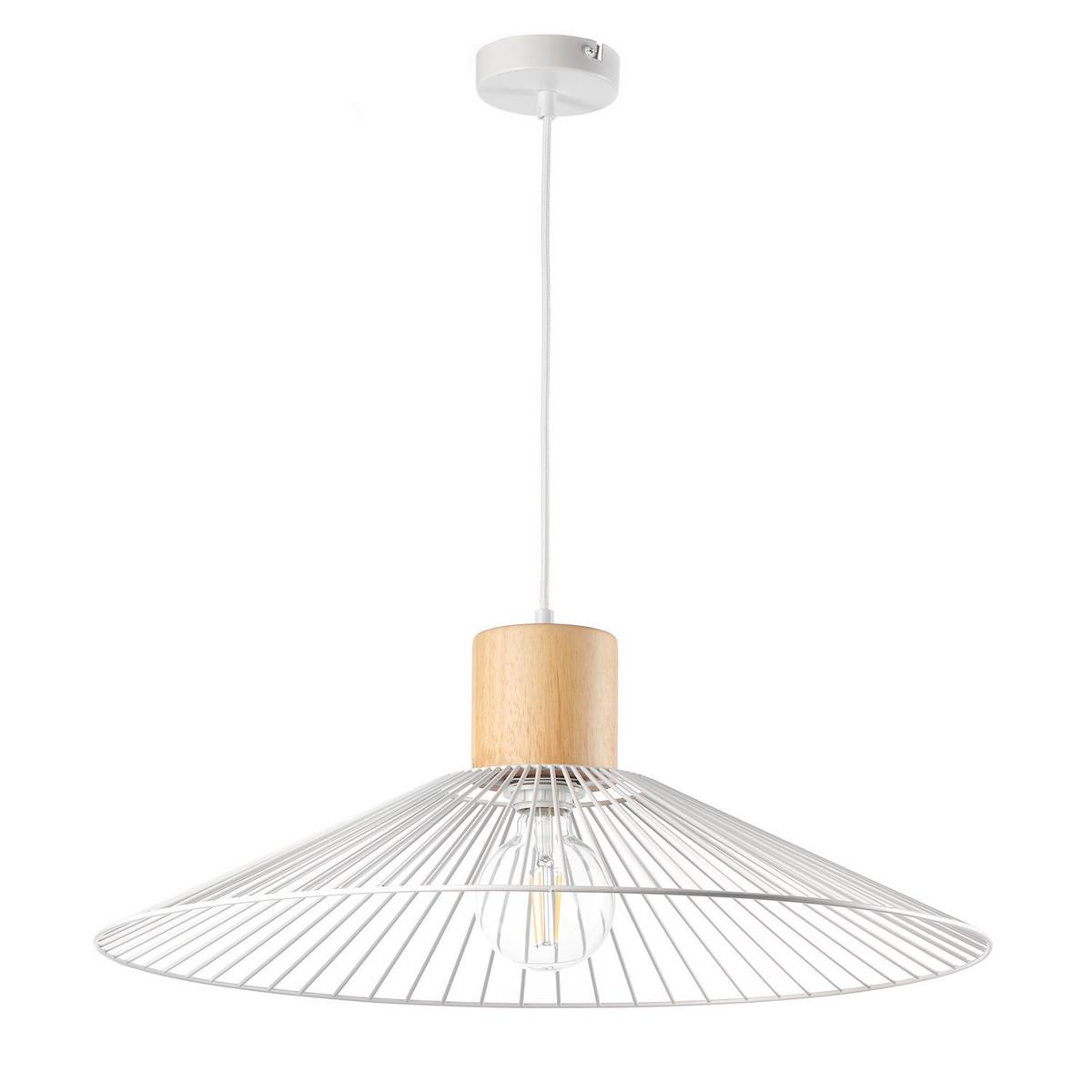 Pendelleuchte Hellbraun Weiß Hg L: 60 cm - Hellbraun/Weiß Hochglanz, Basics, Holz/Metall (60/60/160cm)