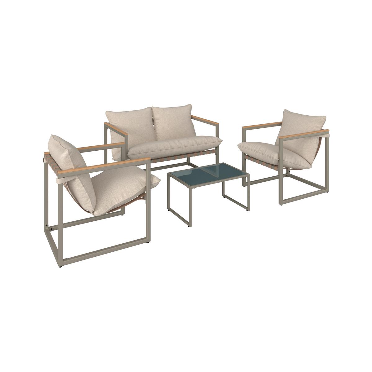 TERASOVÁ SEDACIA SÚPRAVA LARA - sivá/krémová, Modern, kov/textil (114cm) - Bessagi Garden