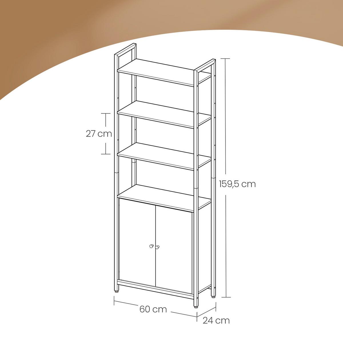 Regal Bookshelf - Schwarz/Braun, MODERN, Holzwerkstoff/Metall (60/159,5/24cm) - MID.YOU
