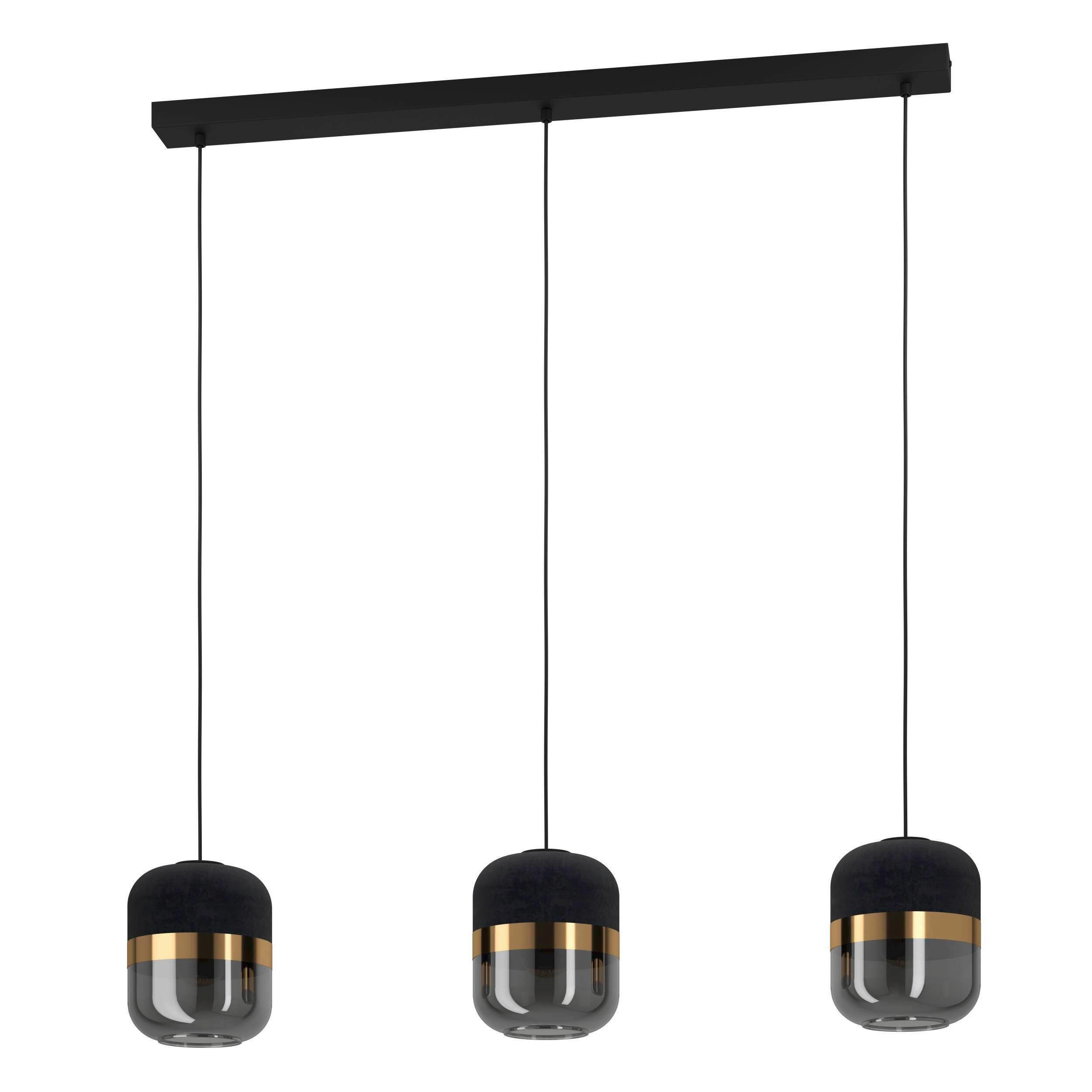 Hängeleuchte 39919 Sinsiga - Goldfarben/Schwarz, Design, Glas/Textil (100/17/150cm) - Eglo