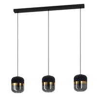 Hängeleuchte 39919 Sinsiga - Goldfarben/Schwarz, Design, Glas/Textil (100/17/150cm) - Eglo