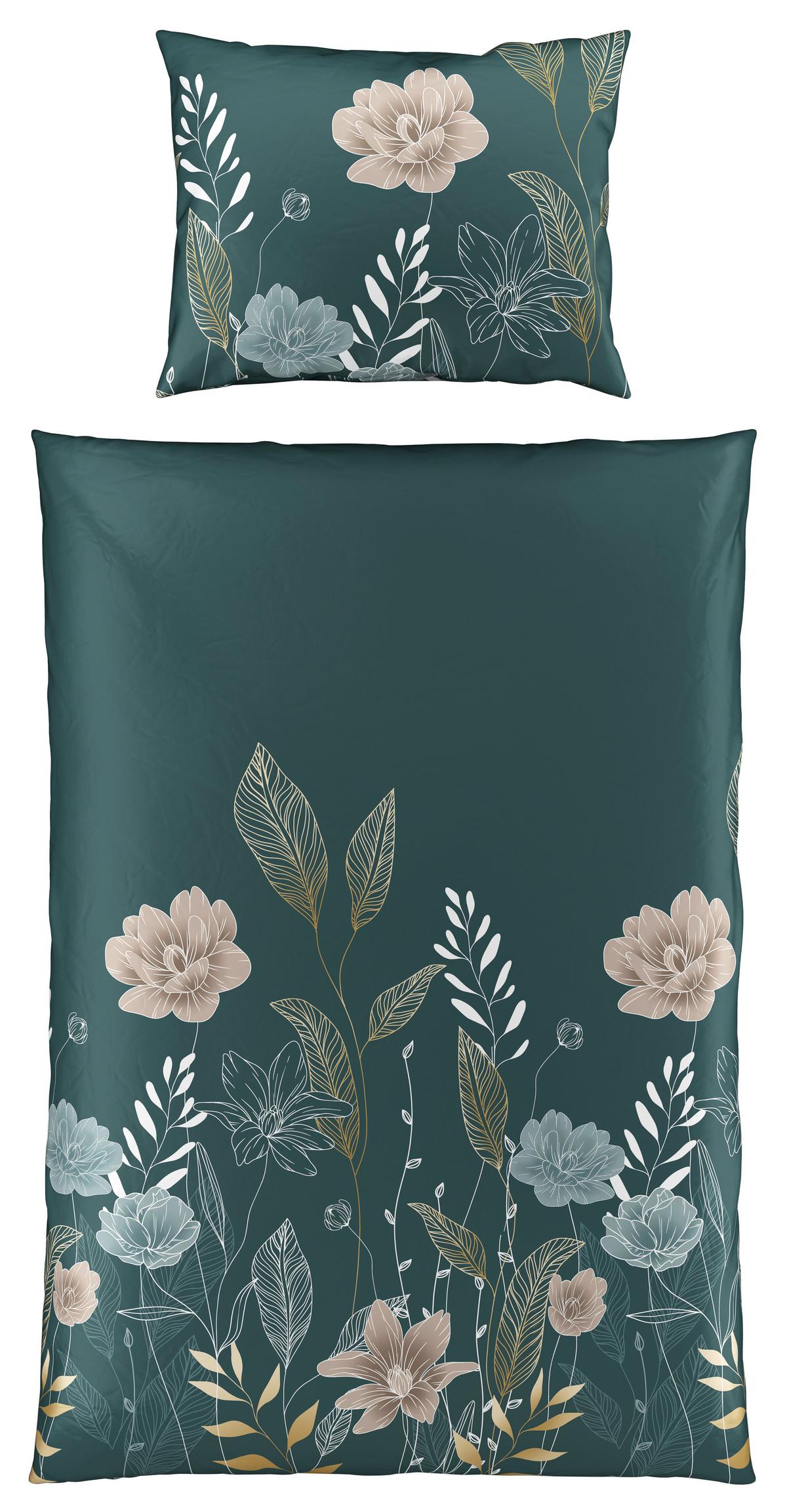 Povlečení Nala, 70/90 140/200cm, zelená - zelená, Romantický / Rustikální, textil (140/200cm) - Mömax