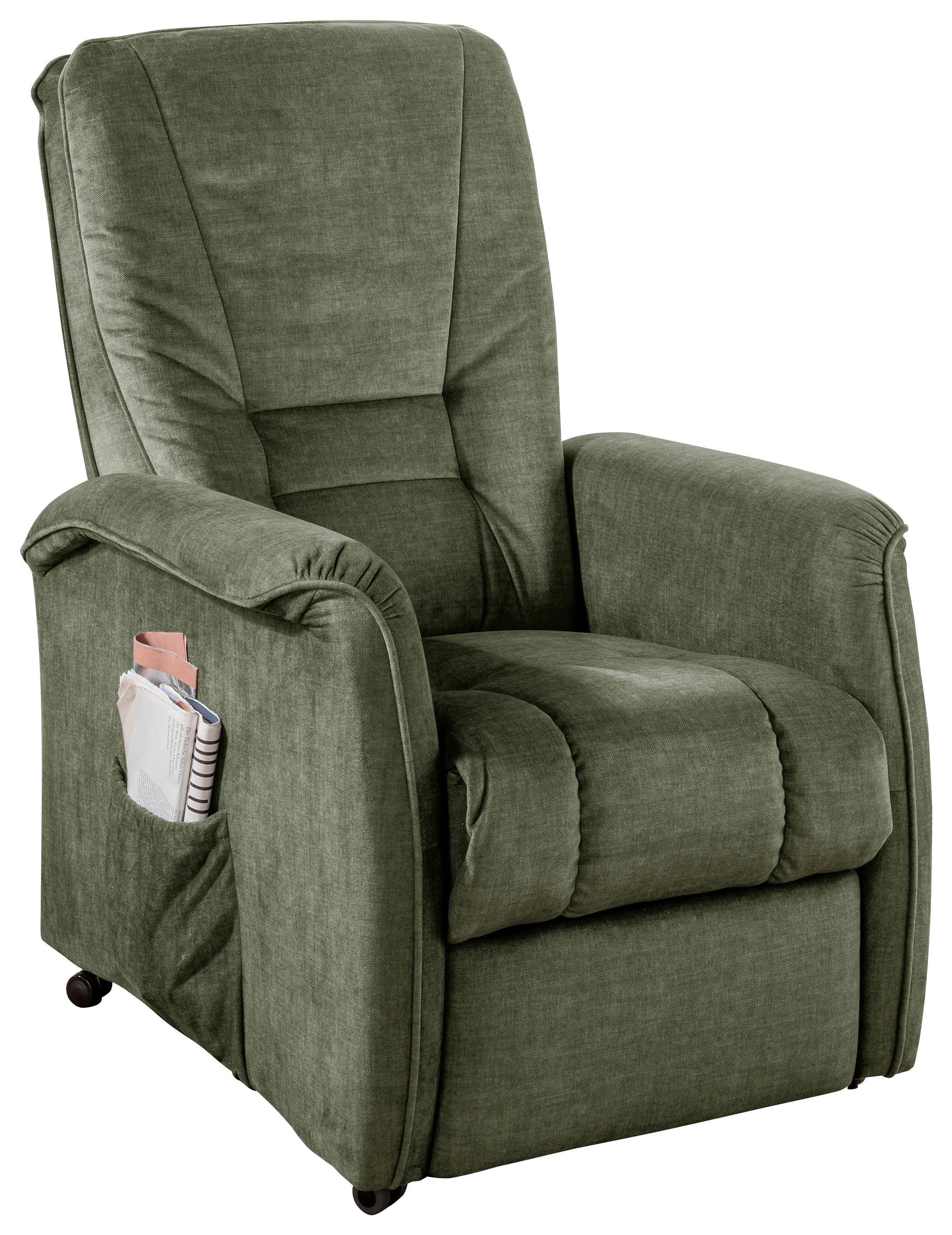 Fernsehsessel Harry Dunkelgrün B: 77 cm - Dunkelgrün/Schwarz, Design, Textil (77/107/88cm) - Livetastic