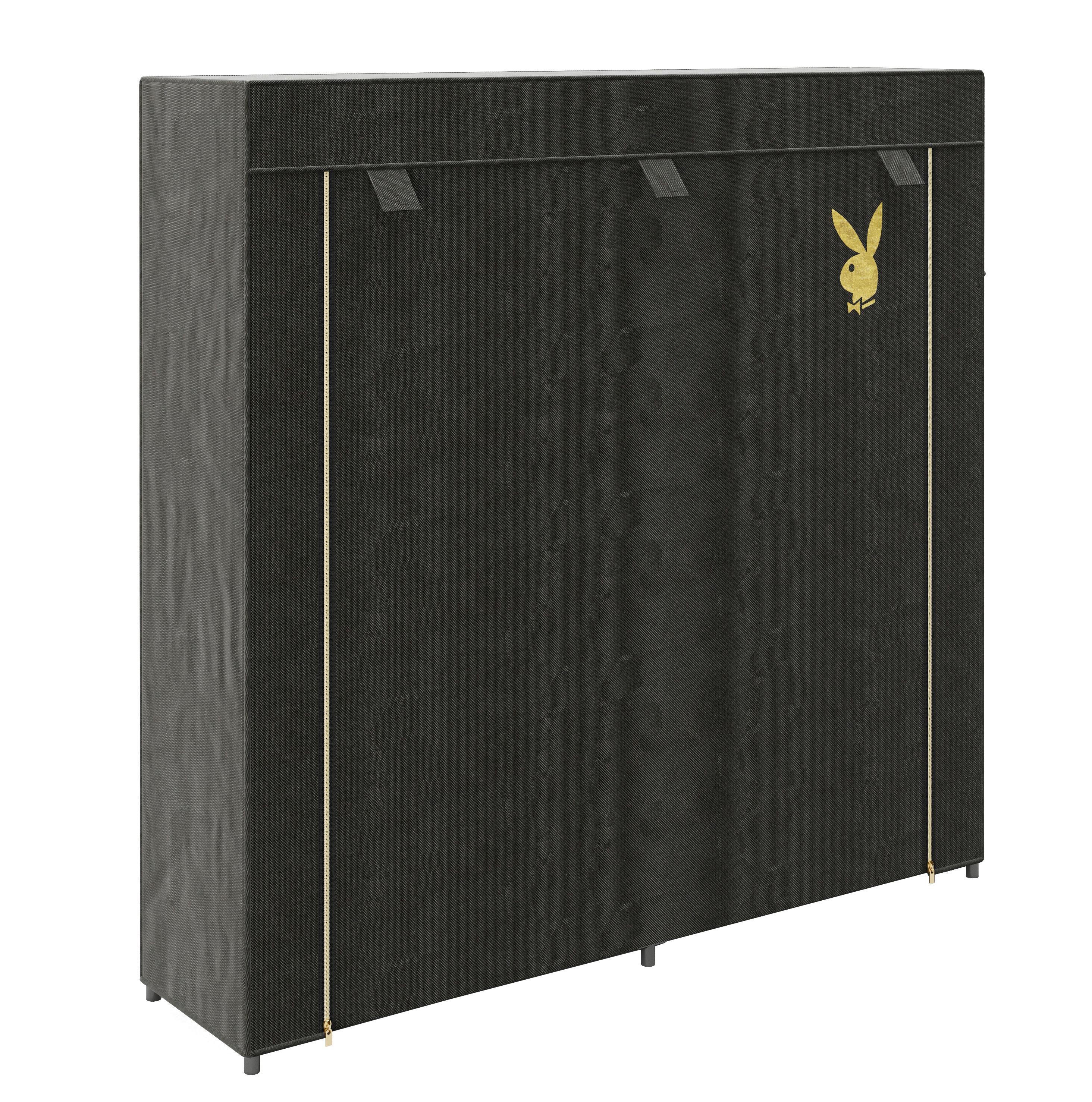 Schuhschrank Tracy Schwarz B: 113 Cm - Schwarz, Basics, Textil/Metall (113/108/28cm) - Playboy