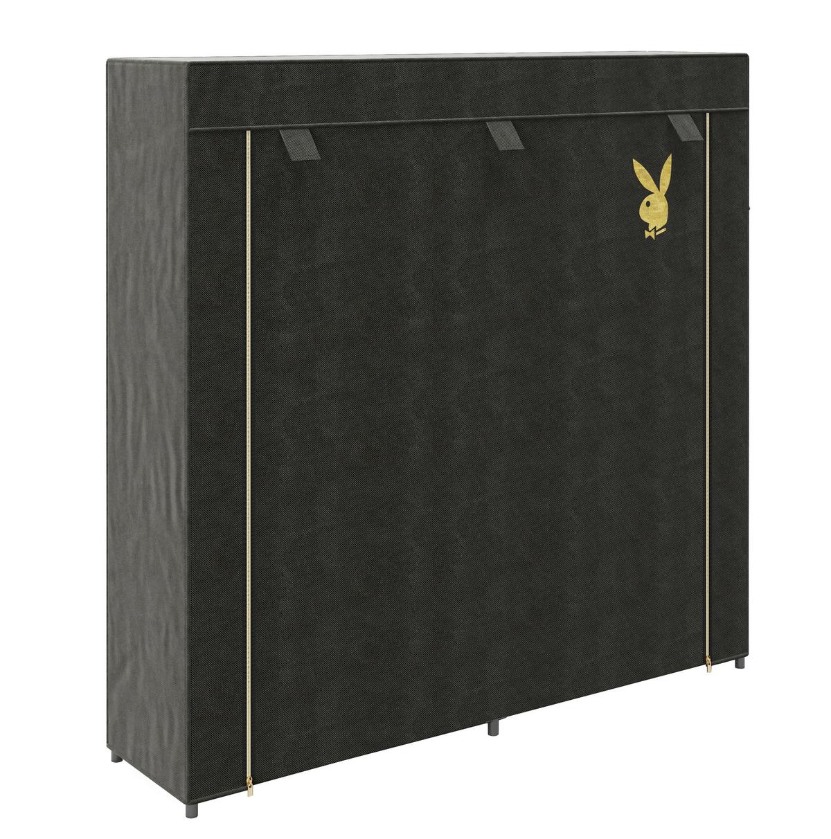 Schuhschrank Tracy Schwarz B: 113 Cm - Schwarz, Basics, Textil/Metall (113/108/28cm) - Playboy