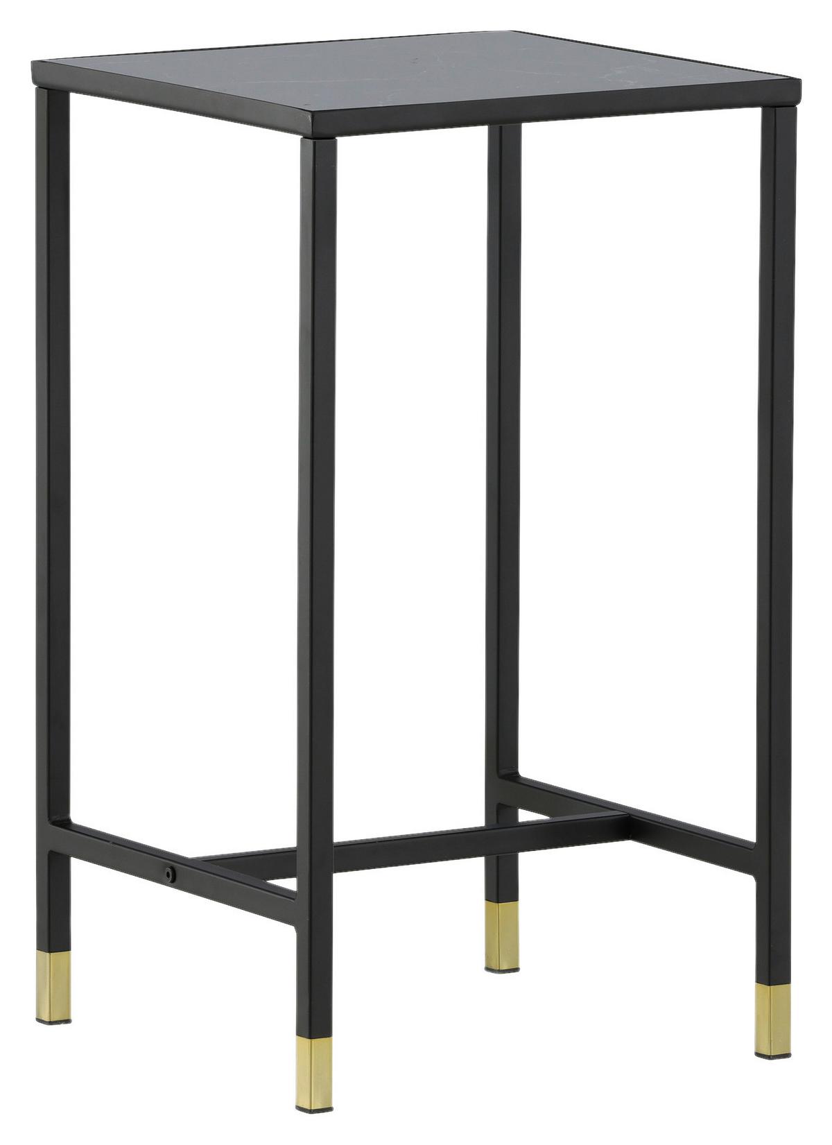 Beistelltisch Dipp - Messingfarben/Schwarz, Design, Glas/Metall (40/40/70cm) - Livetastic