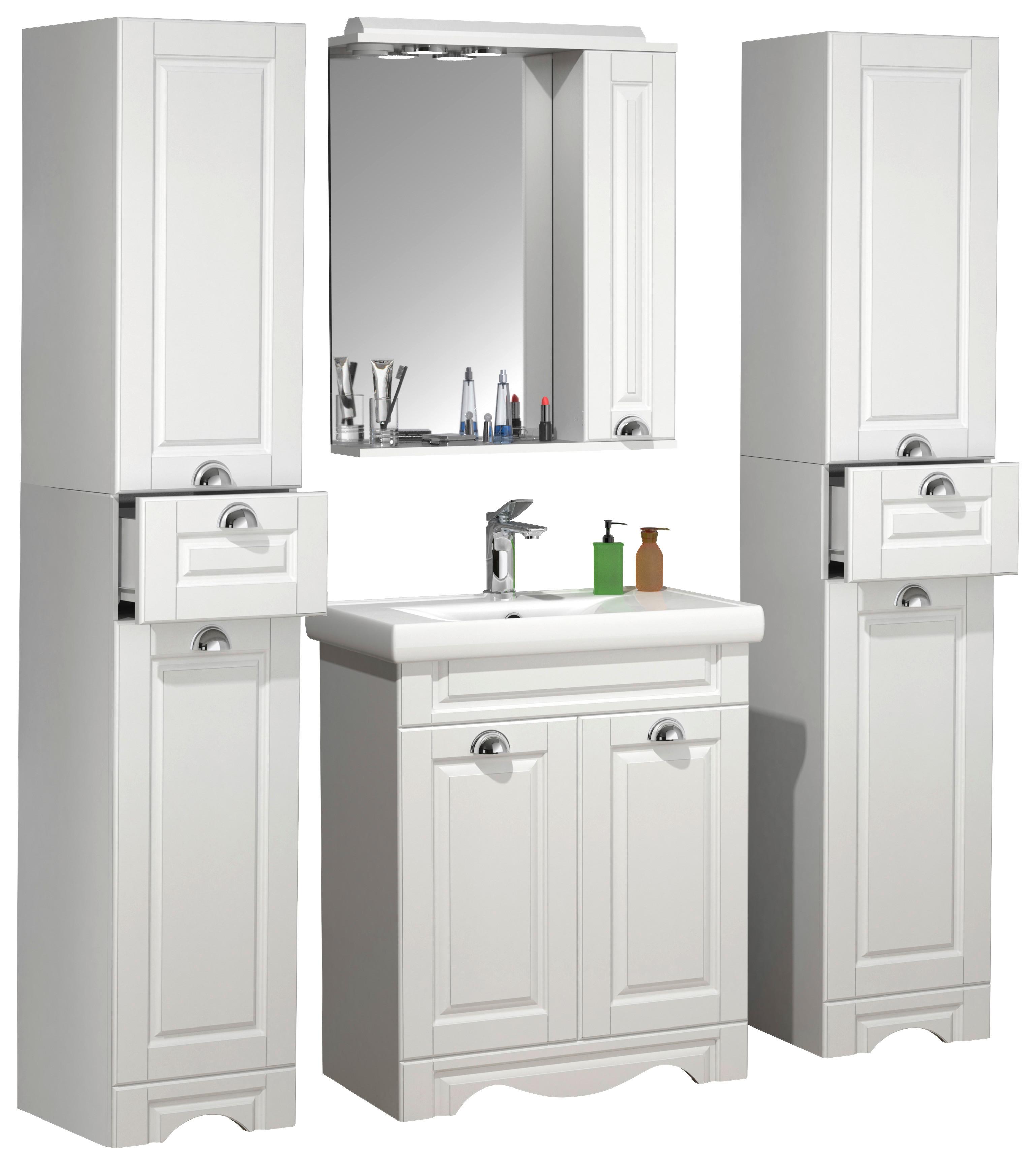 Badezimmer Casalo L - Weiß, MODERN, Glas/Keramik (131cm) - MID.YOU