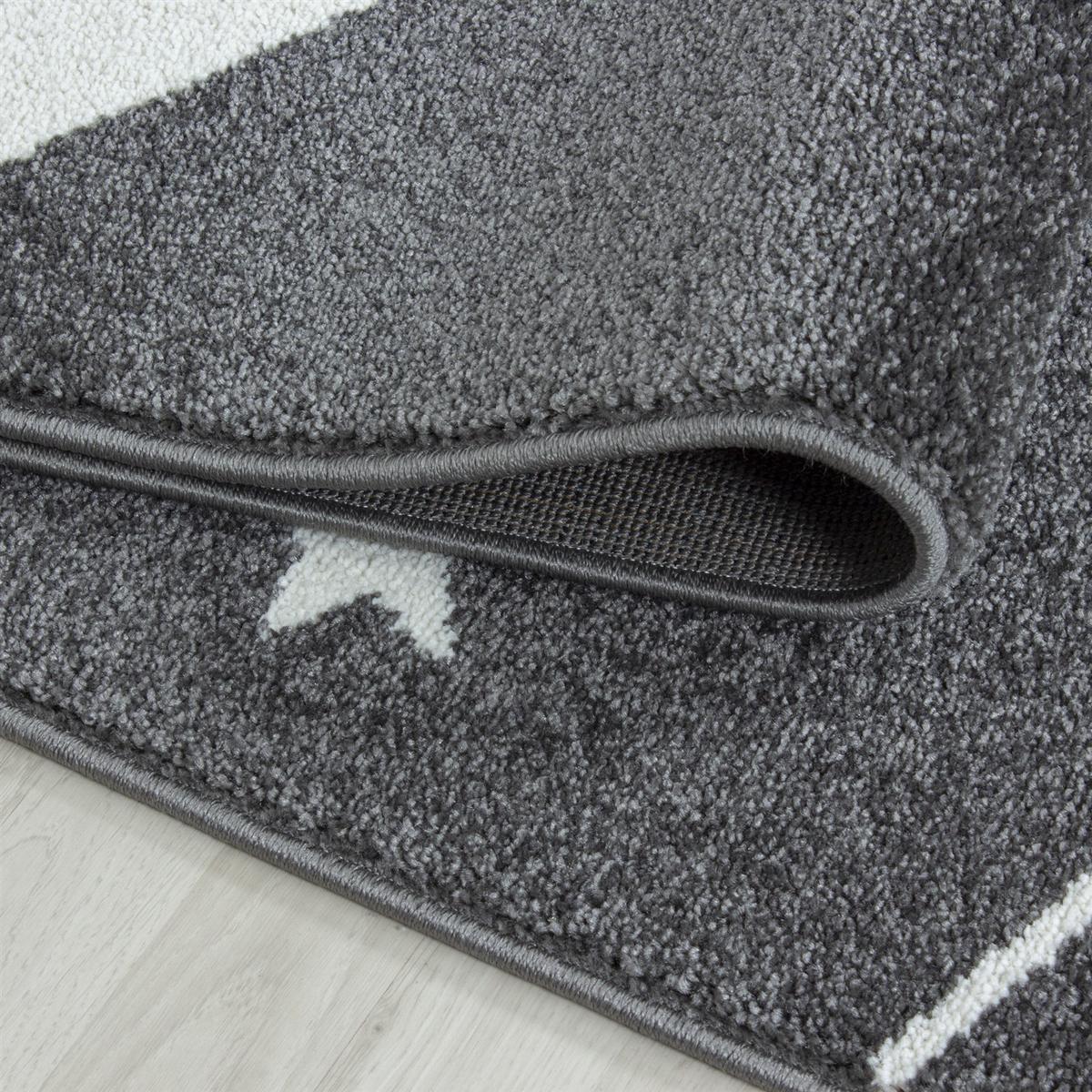 Kinderteppich Rund Stern Grau/weiß Kids Ø 120 Cm - Weiß/Grau, Trend, Textil (120cm)