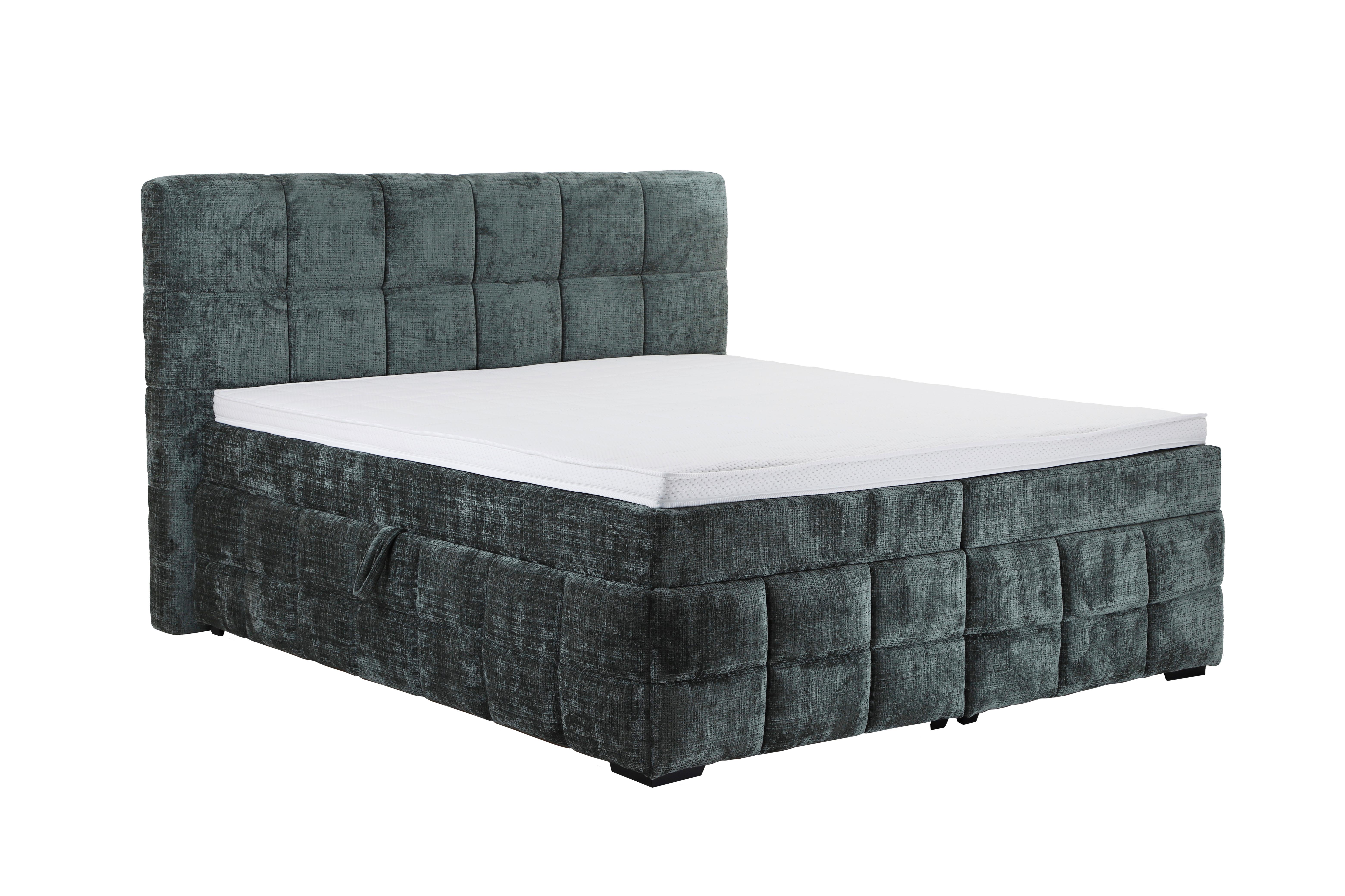 Polsterbett Vega Grün, Lf: 200 X 200 cm - Schwarz/Grün, Trend, Holz/Textil (200/200cm)