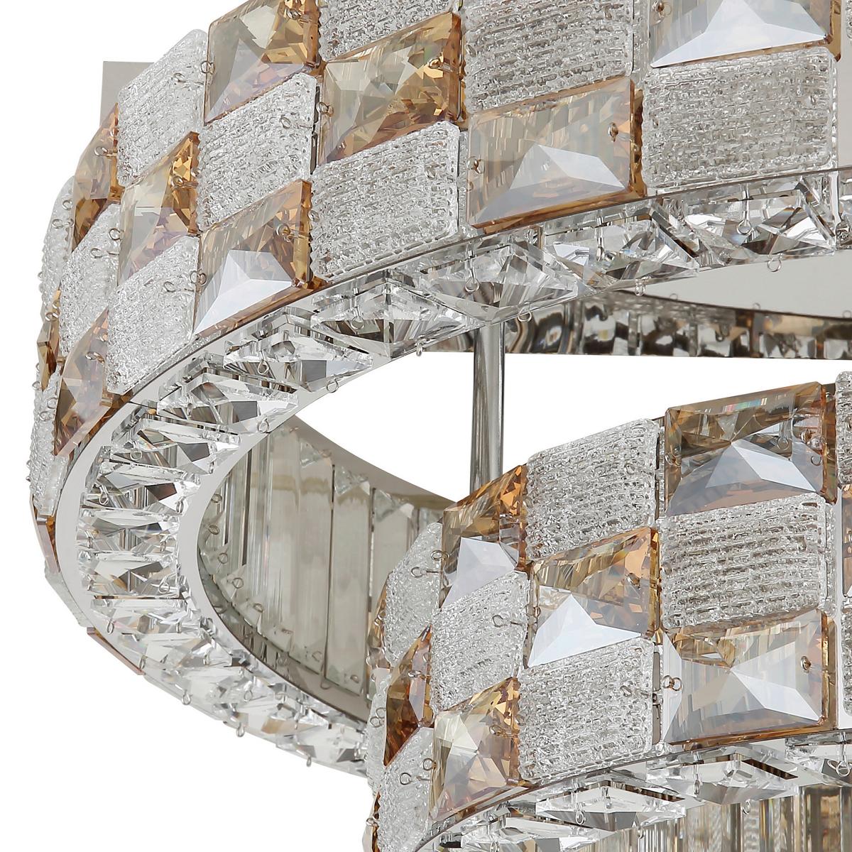 Deckenleuchte Lidia Kristallglas 61x24,5 cm - Klar/Chromfarben, Design, Glas/Metall (61/24,5cm) - Globo