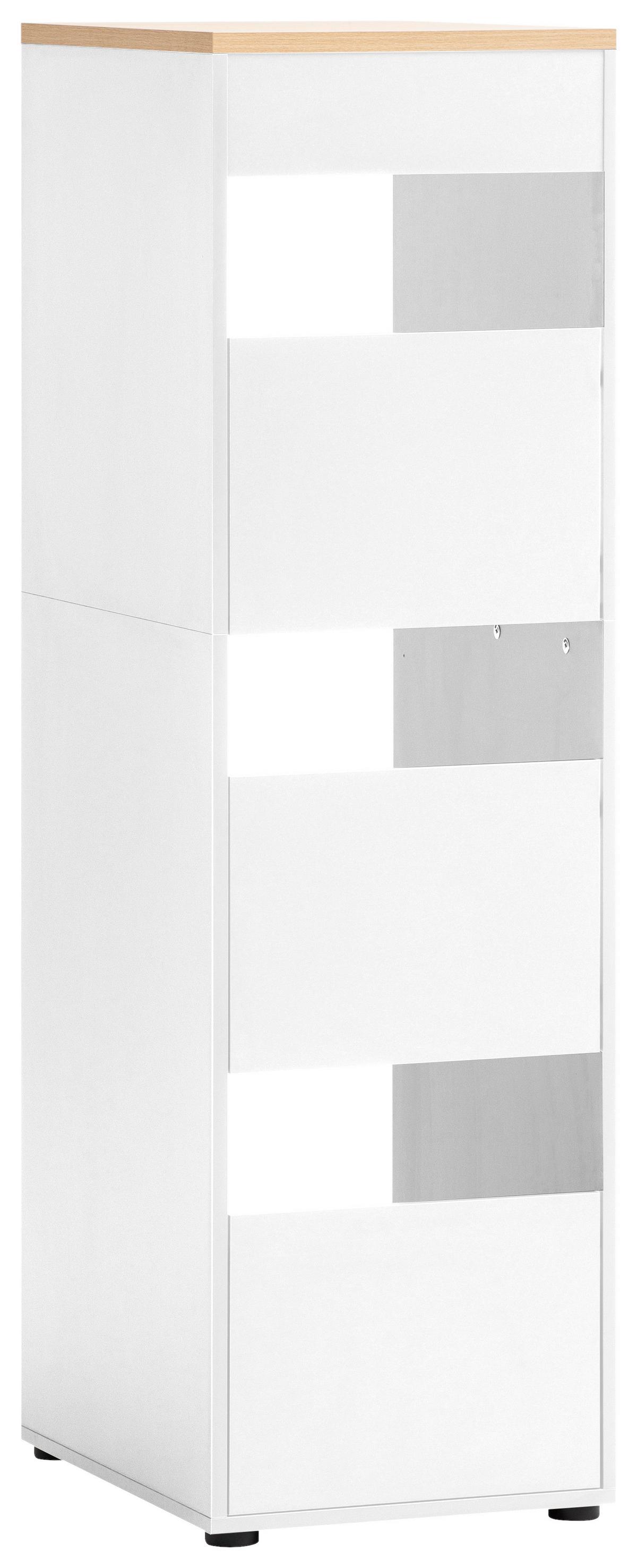 Mehrzweckschrank Weiß/eichefarben B: 45,1 Cm - Eichefarben/Schwarz, MODERN, Holzwerkstoff (45,10/154,7/60cm) - MID.YOU