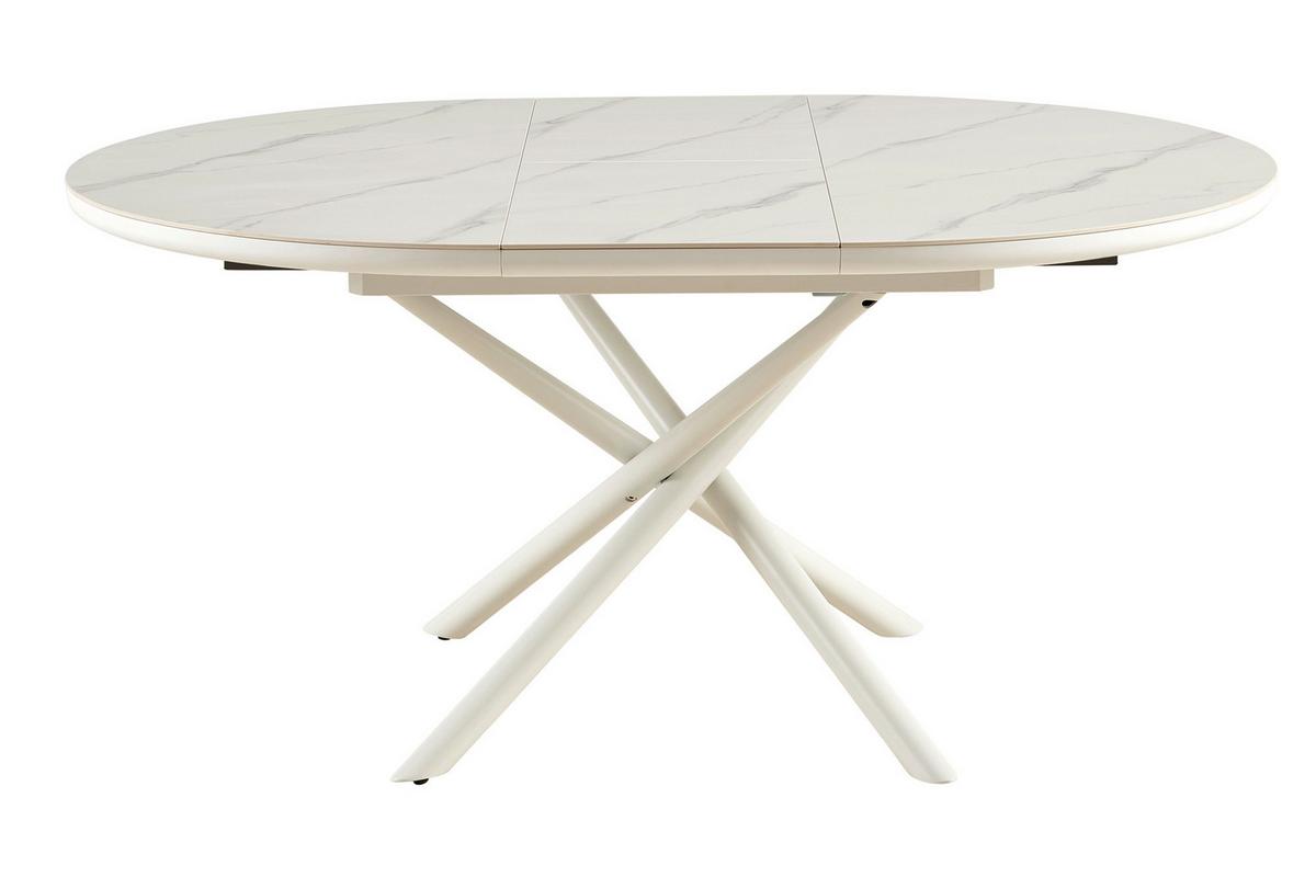 Esstisch Weiß B: 120-160 Cm - Weiß, MODERN, Keramik/Holzwerkstoff (120-160/120/76cm) - Livetastic