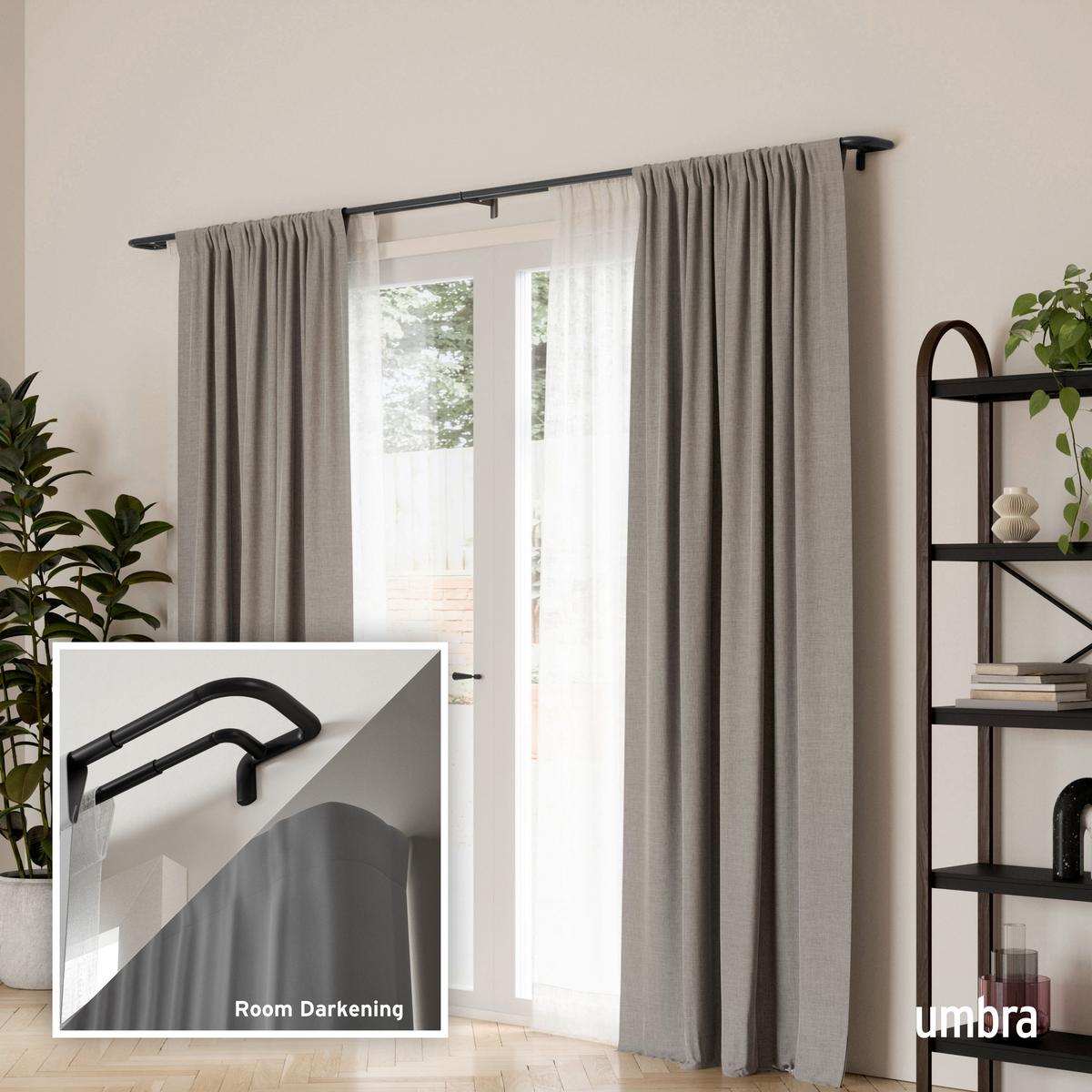 Vorhangstangenset Twilight Schwarz L: 76-213 cm - Schwarz, KONVENTIONELL, Kunststoff/Metall (76-213/12/5cm) - Umbra
