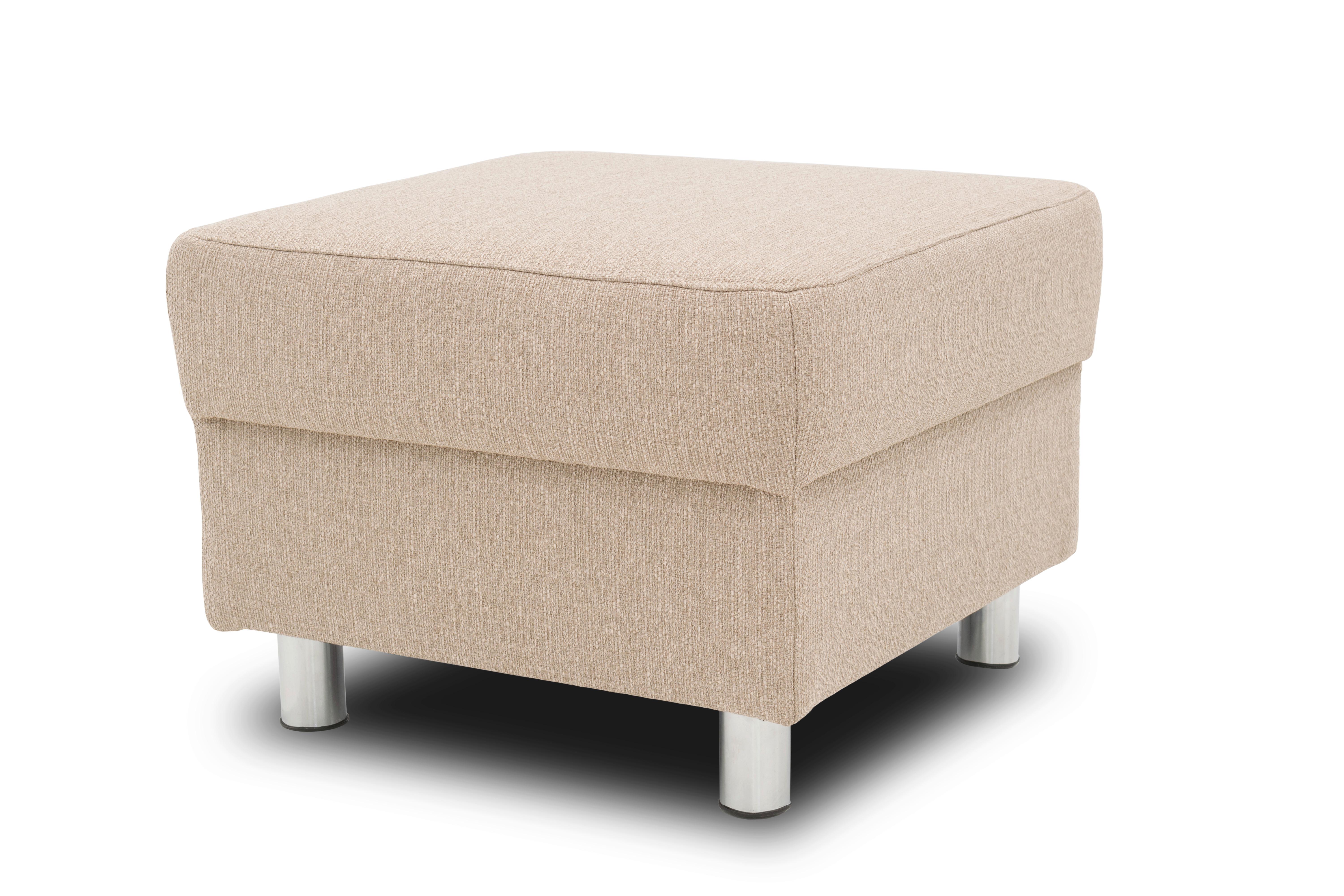 Polsterhocker Jamie Beige Webstoff H: 40 cm - Chromfarben/Beige, KONVENTIONELL, Textil (54/40/54cm) - MID.YOU