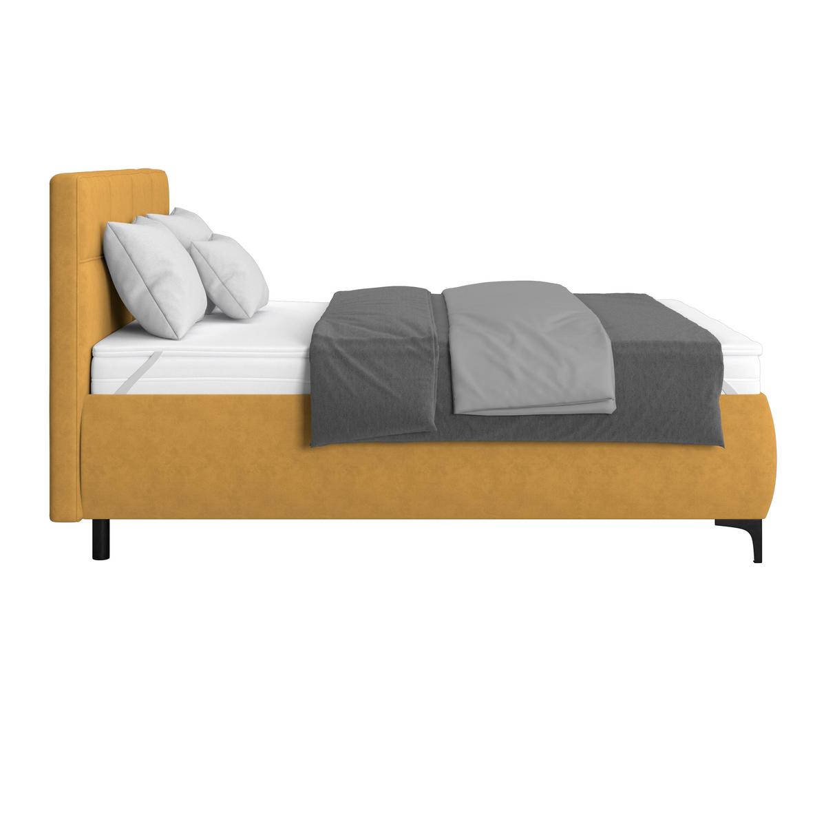 Polsterbett Zeni 140 - Senfgelb/Schwarz, KONVENTIONELL, Holz/Textil (140/200cm)