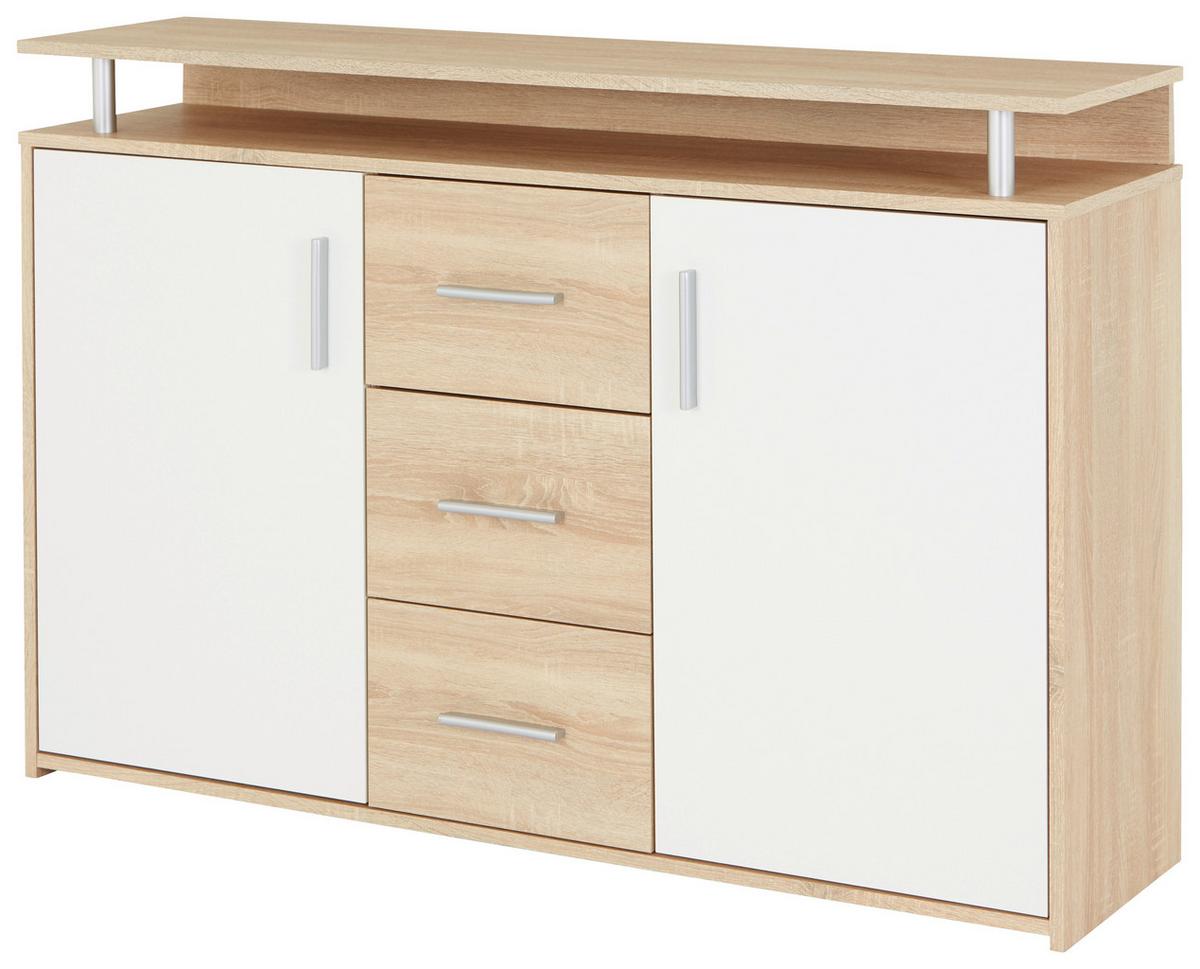 Komód Drift 132/88 Cm *top Ár* - tölgyfa színű/fehér, Modern, faalapú anyag (132/88/34,6cm) - Best Price