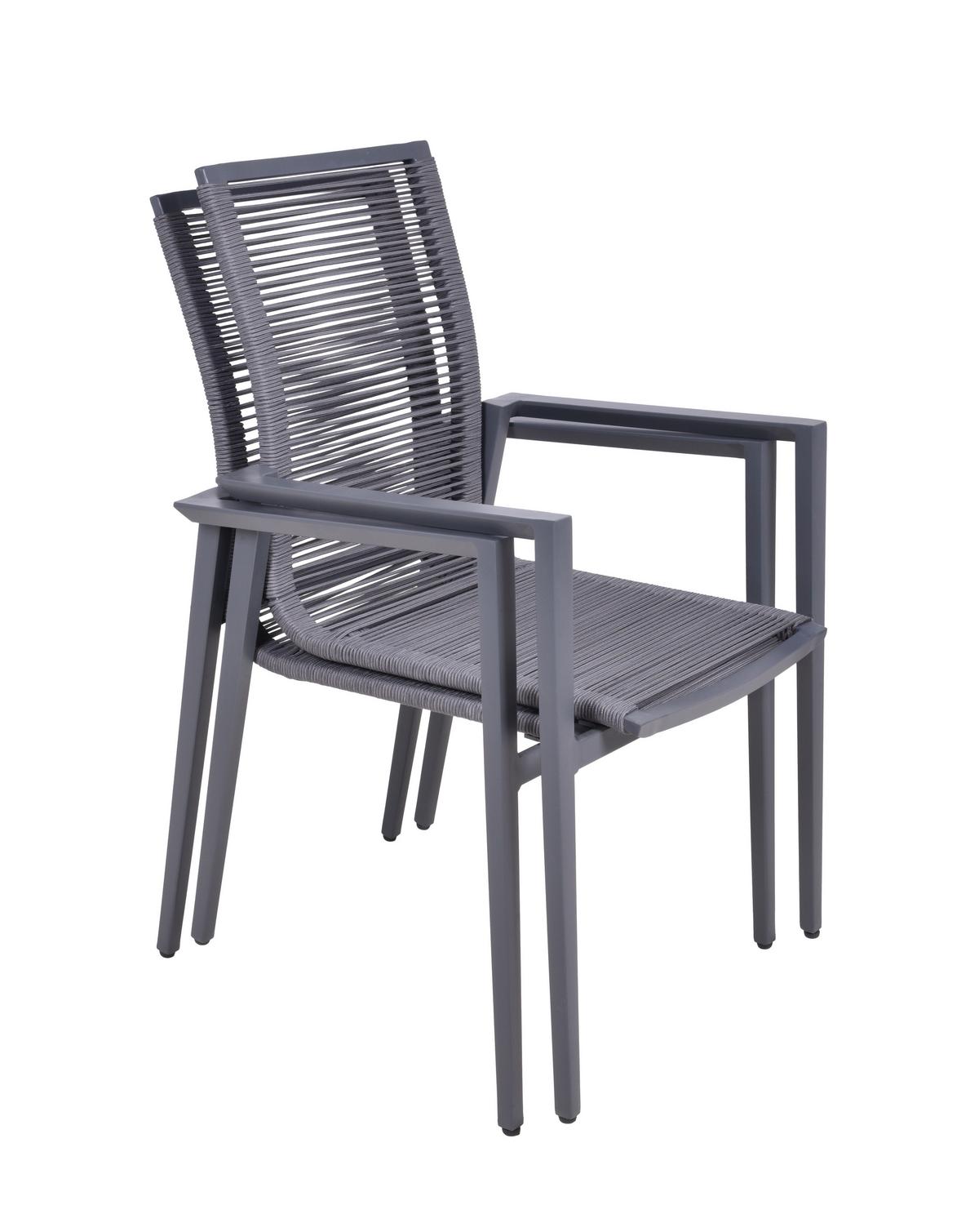 Gartenstuhl-Set Silea - Anthrazit, Basics, Textil/Metall (65/92/55,5cm) - Gardenson
