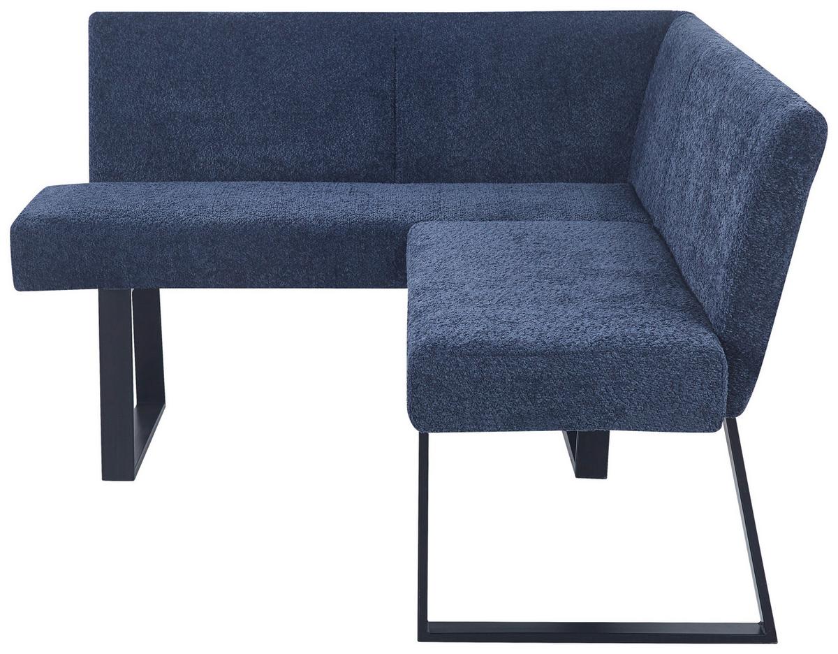 Eckbank Terri Dunkelblau, S: 130x160 cm - Schwarz/Dunkelblau, KONVENTIONELL, Textil/Metall (130/160cm) - MID.YOU