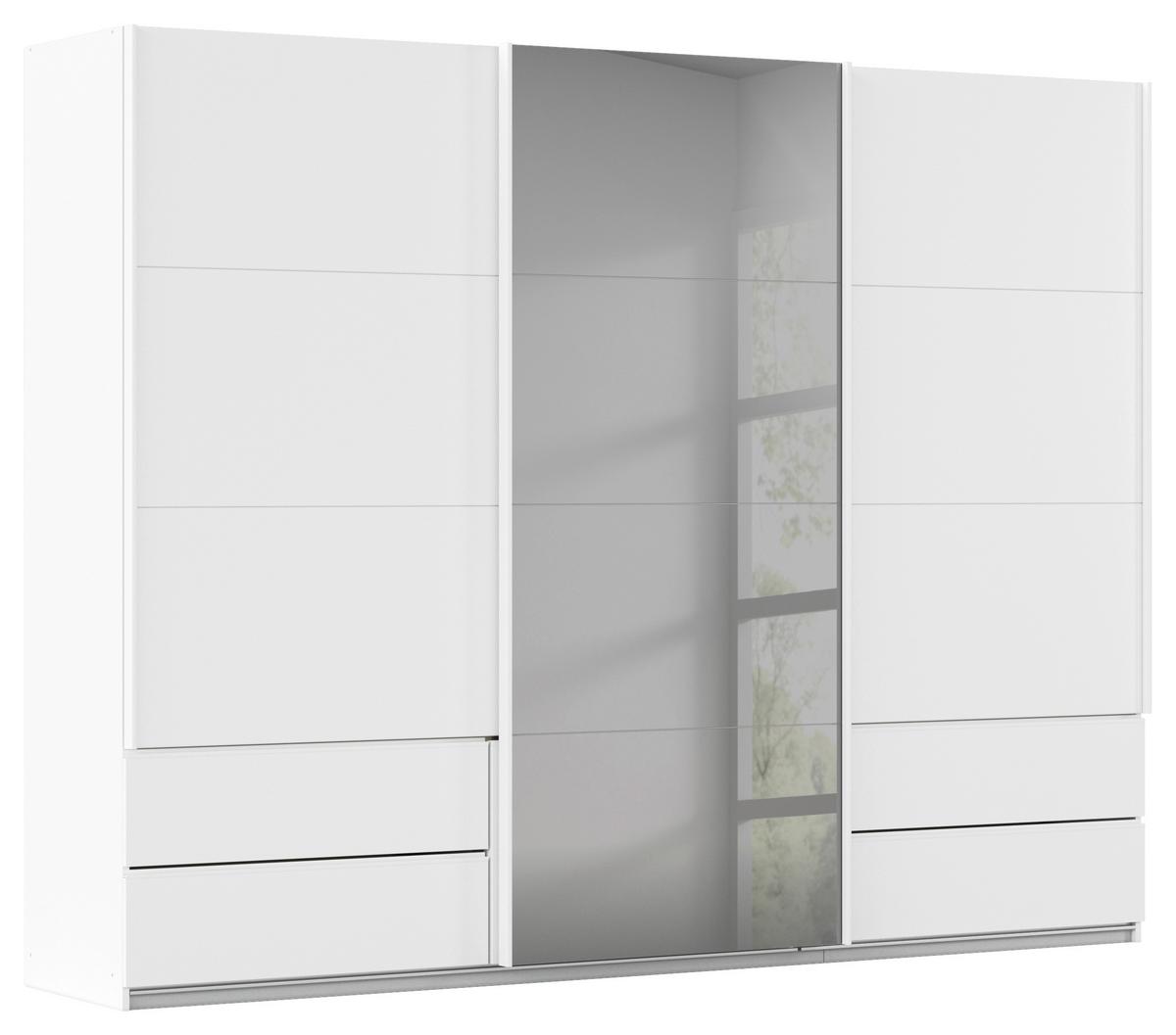 Schwebetürenschrank Mit Grauspiegel 271cm Karpo, Weiß - Weiß/Grau, KONVENTIONELL, Holzwerkstoff (271/210/62cm)