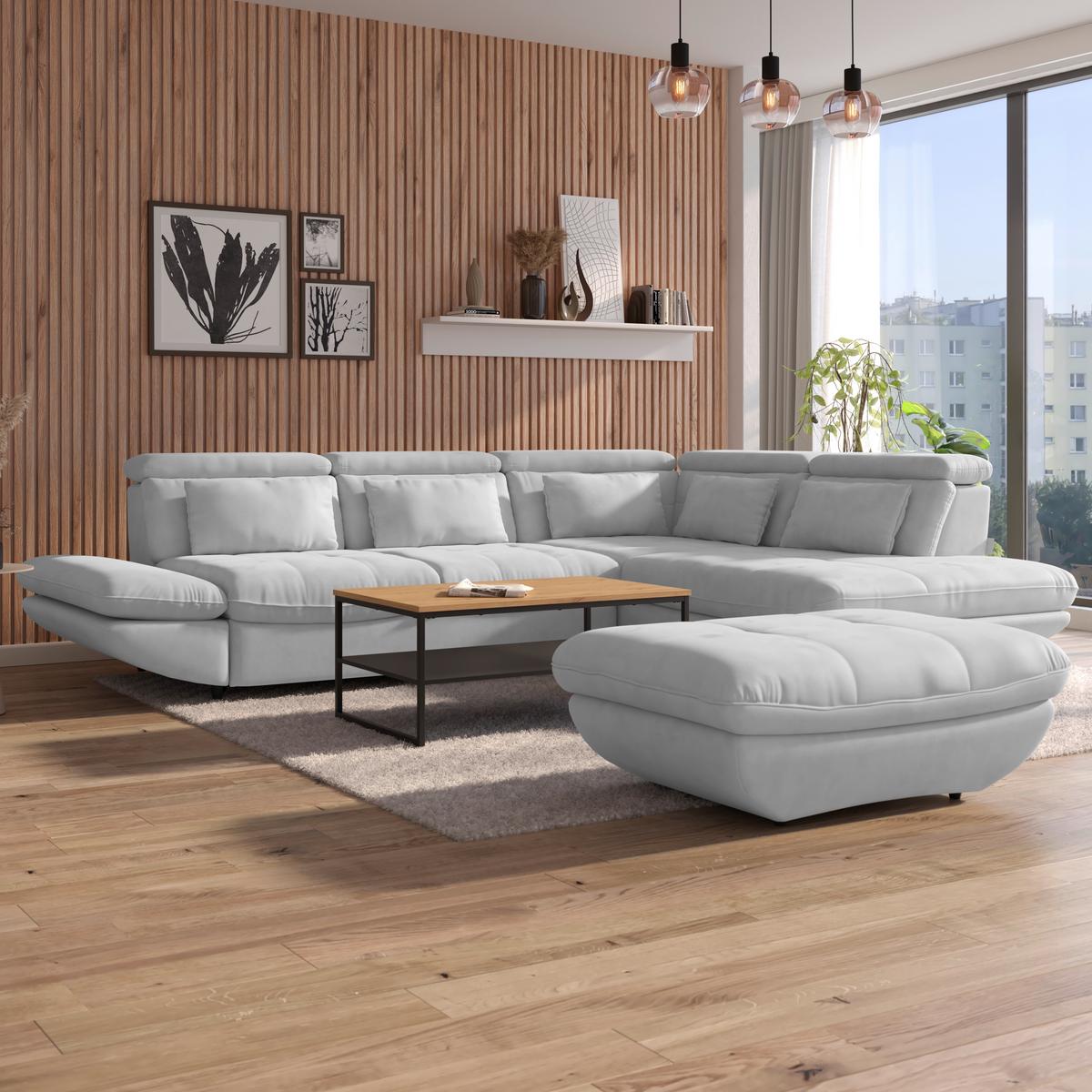 Hocker Park - Hellgrau/Schwarz, MODERN, Textil (107/75cm) - Luca Bessoni