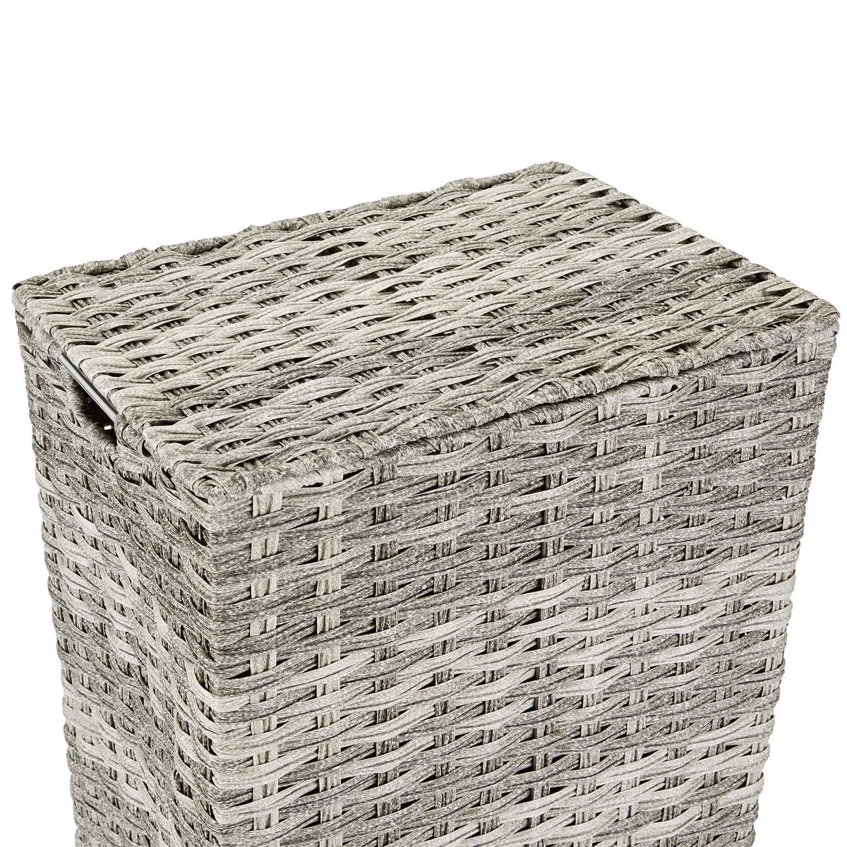 Wäschetonne Mit Deckel Jandra Grau/silber 40x52x30 Cm - Silberfarben/Grau, ROMANTIK / LANDHAUS, Kunststoff/Metall (40/52/30cm) - James Wood