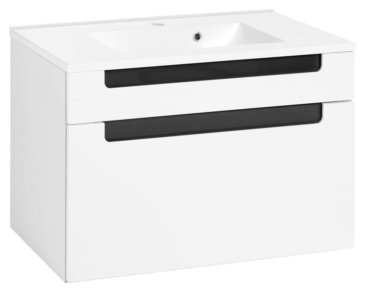 Waschbecken mit Unterschrank Siena B: 80cm Weiß/Anthrazit - Anthrazit/Weiß, MODERN, Holzwerkstoff/Stein (80cm) - Held