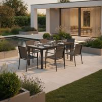 Gartentisch ausziehbar Metall/Glas L 80-120 cm - Graphitfarben, KONVENTIONELL, Glas/Metall (80-120/75,5/70cm) - Gardenson