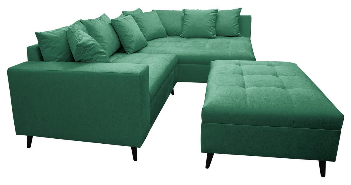 Ecksofa Pruno, Grün S: 247x174 Cm - Schwarz/Grün, Design, Textil (247/174cm) - MID.YOU
