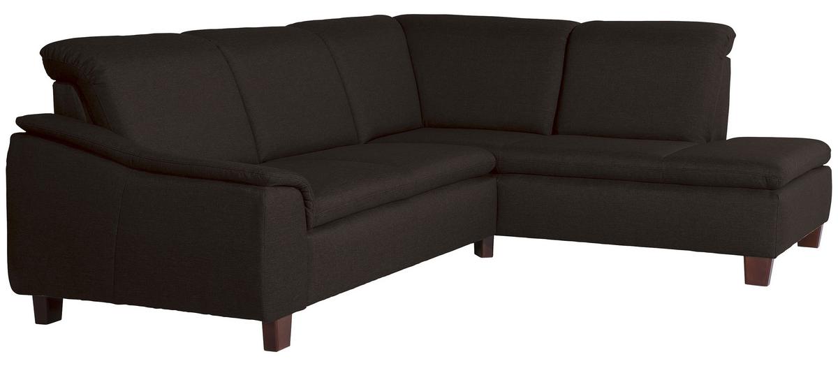 Ecksofa Aaron Dunkelbraun Flachgewebe - Dunkelbraun/Nussbaumfarben, Design, Textil (247/187cm) - Max Winzer