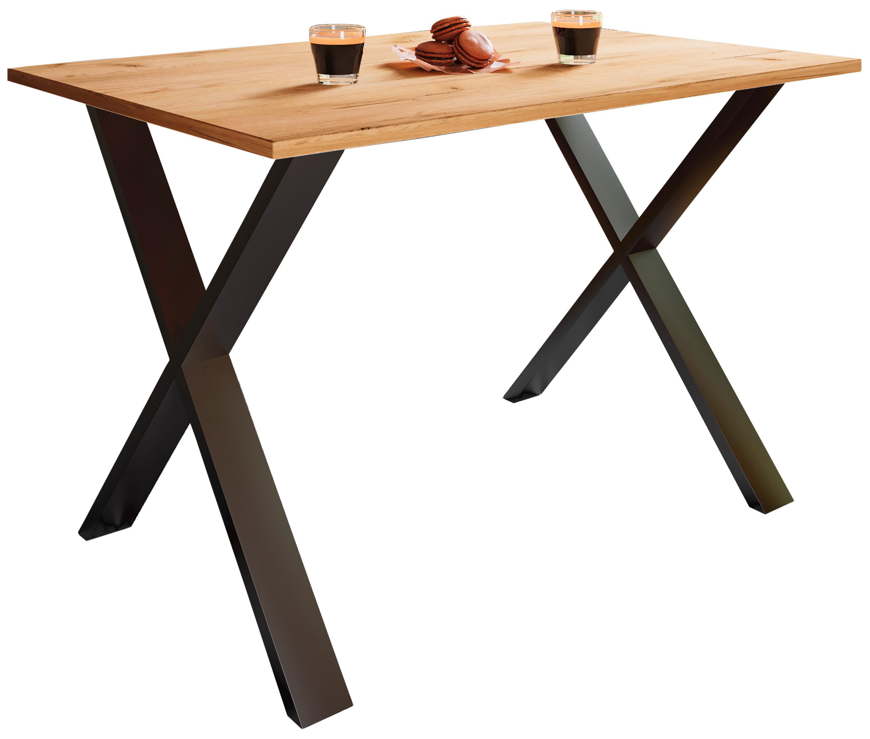 Esstisch Xona Schwarz/Eiche Dekor L: 110cm - Honigeiche/Schwarz, Basics, Holzwerkstoff/Metall (110/80/76cm) - MID.YOU