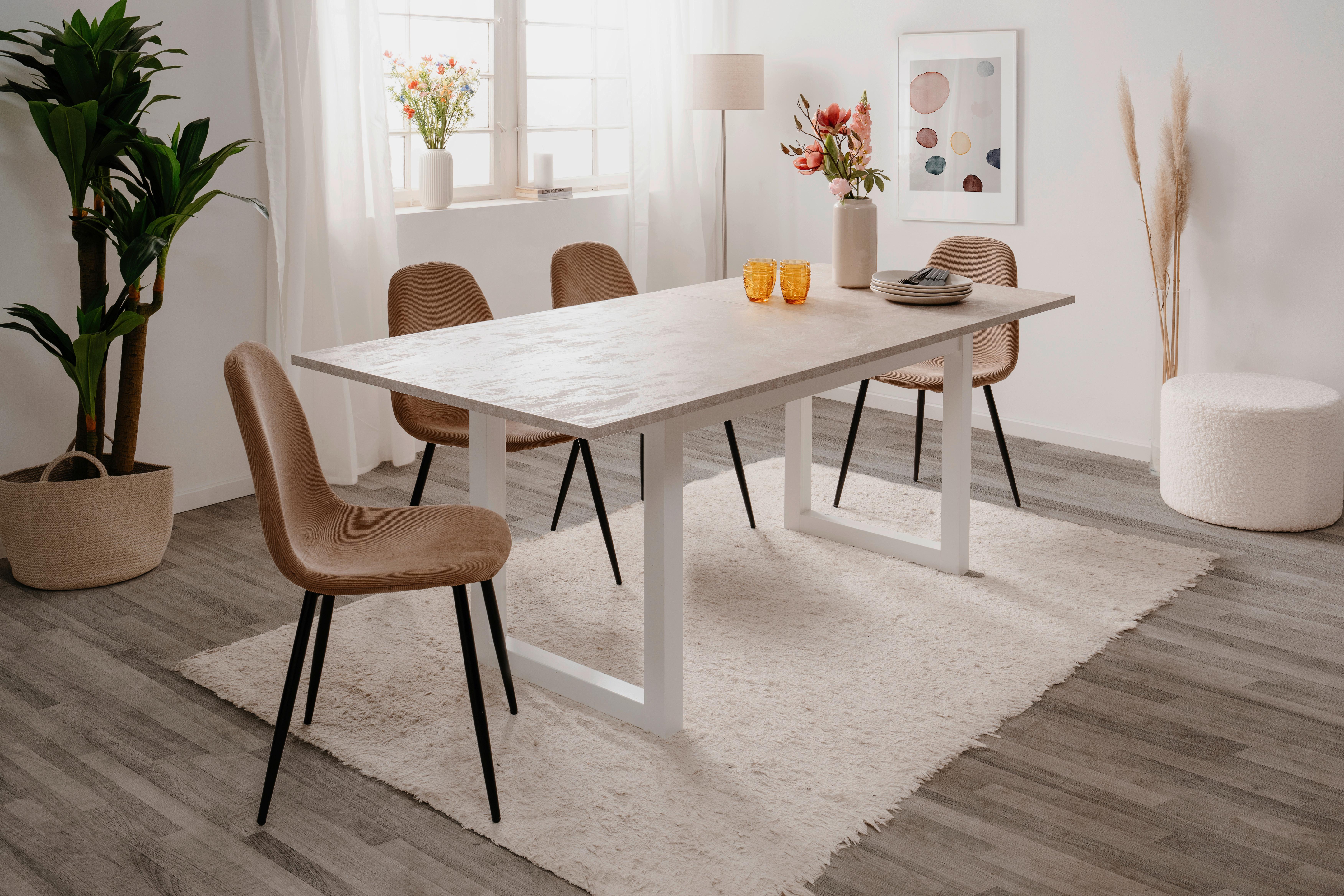 Esstisch Houston 80a - Sandfarben/Weiß, MODERN, Holzwerkstoff (160-200/90/75cm) - MID.YOU