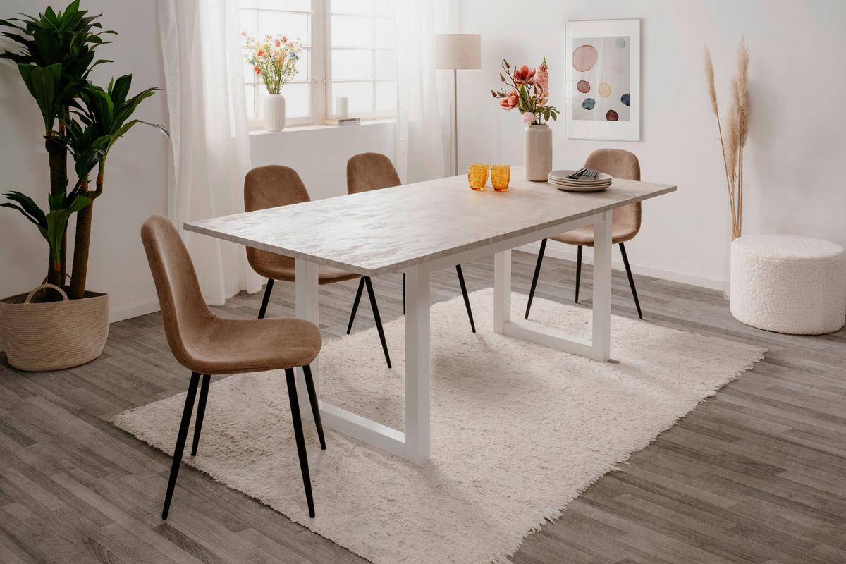 Esstisch Houston 80a - Sandfarben/Weiß, MODERN, Holzwerkstoff (160-200/90/75cm) - MID.YOU